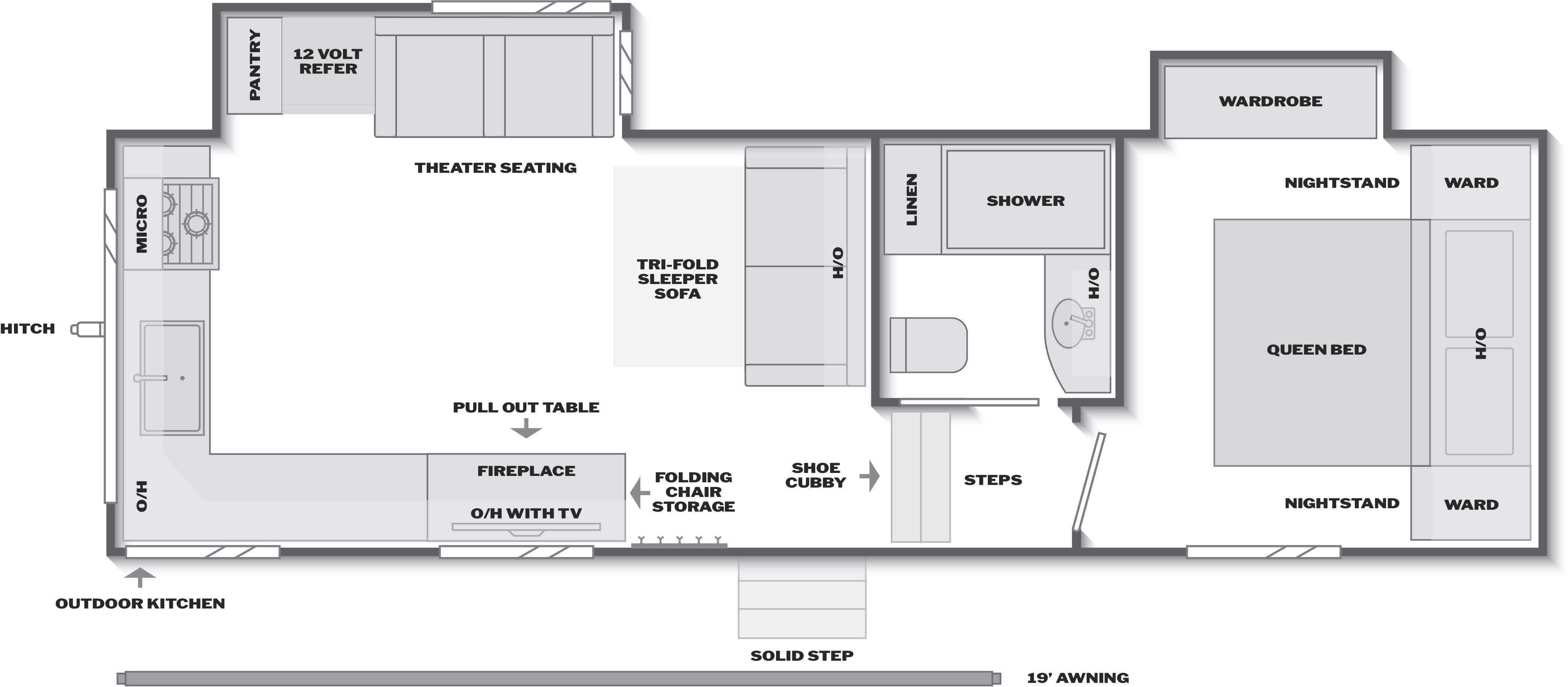 Floorplan of RV model 260SLCL