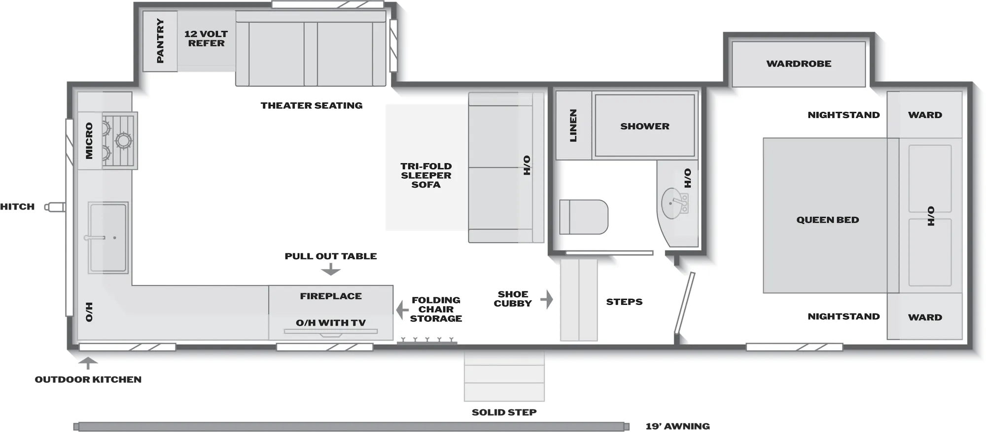 2027 Keystone Arcadia Super Lite 260SLCL floor plan diagram — Rear Kitchen, sleeps 4