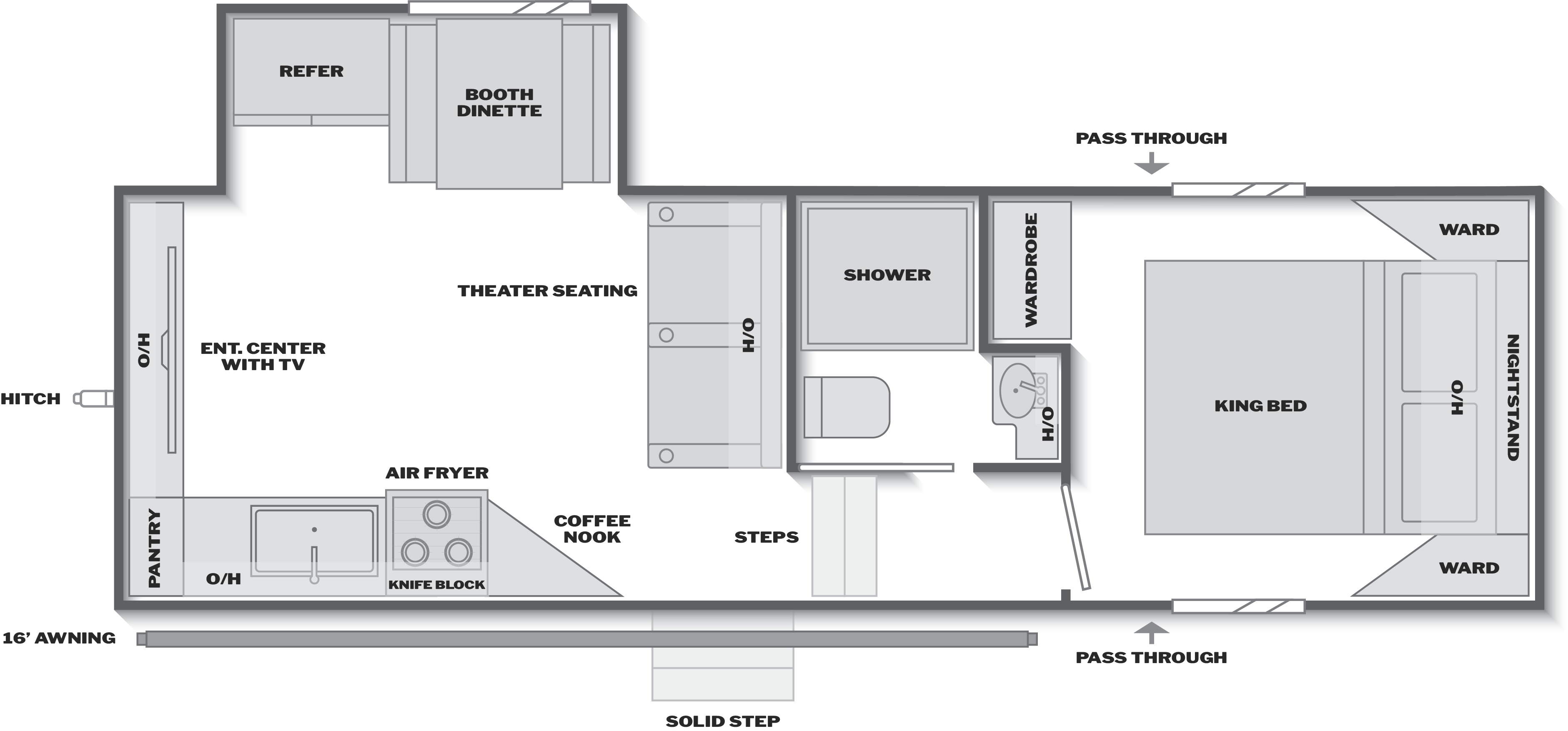 Floorplan of RV model 2400REX