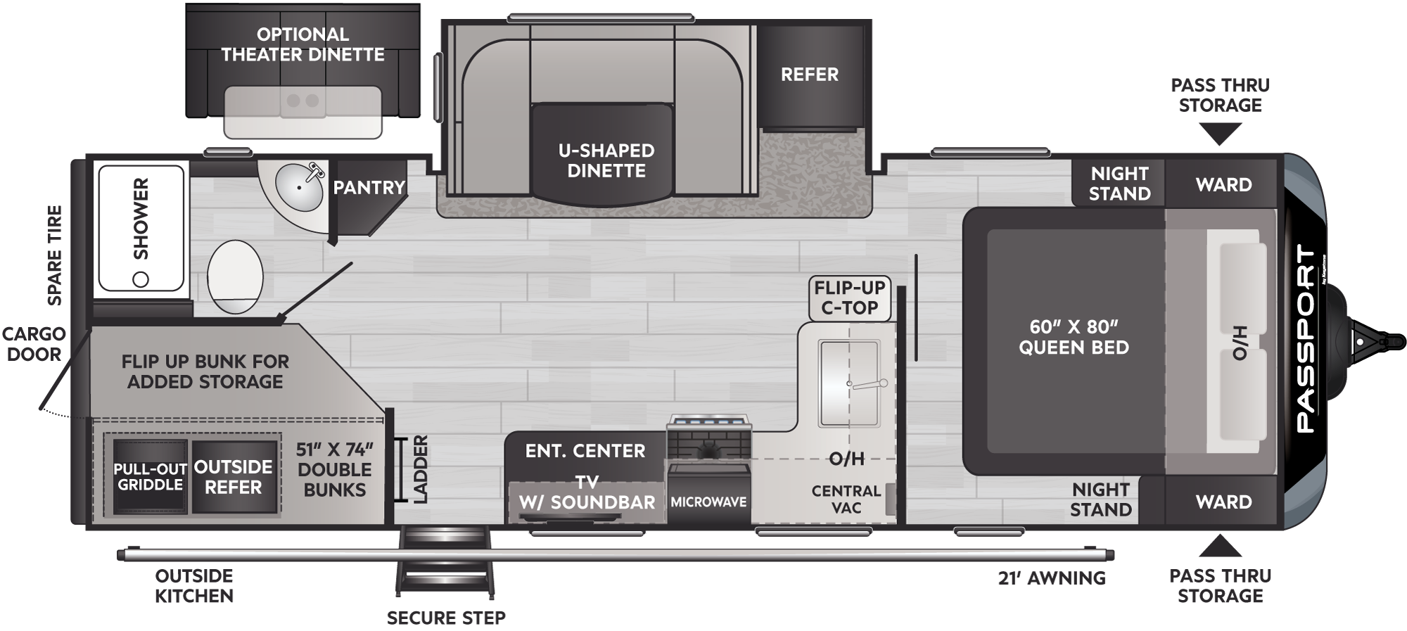 2024 Keystone Passport Gt 2401BH floorplan diagram