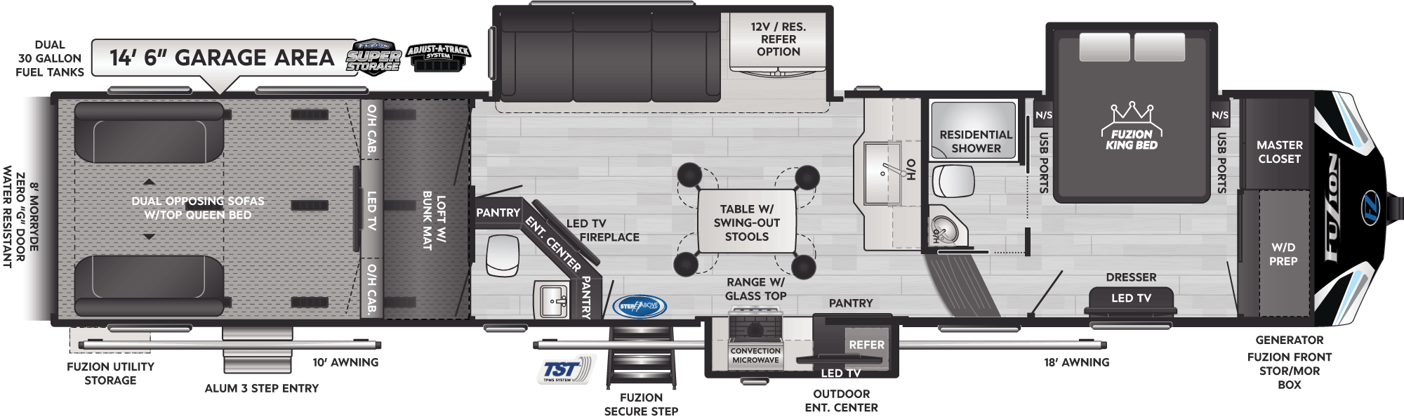 Floorplan of RV model 427
