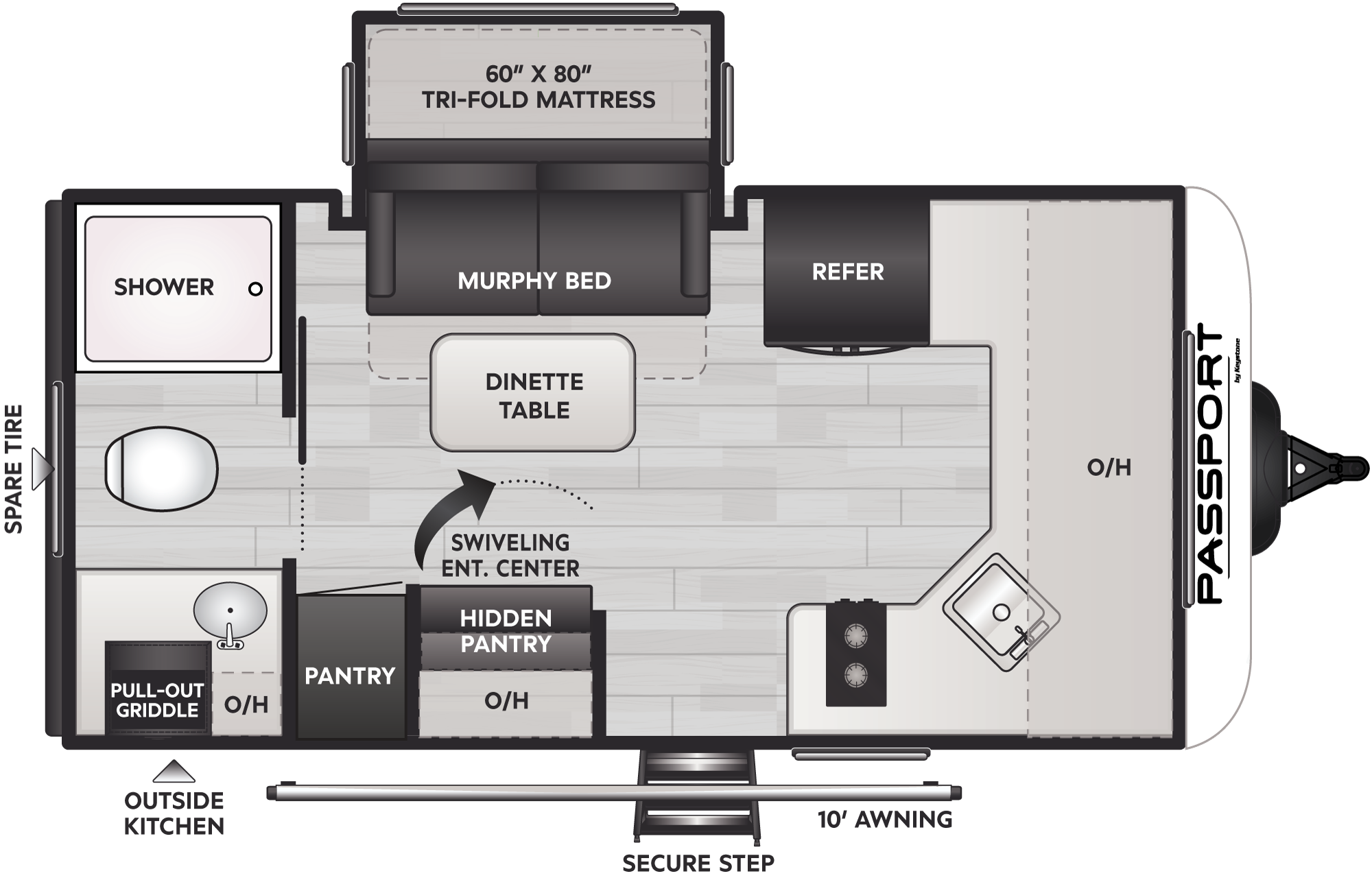 2023 Keystone Passport Solo 15FK floorplan diagram