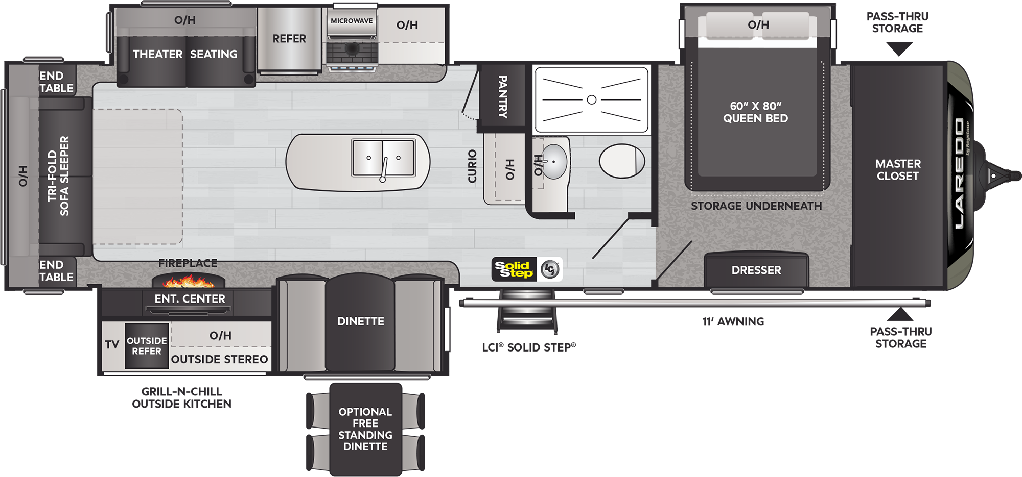 2021 Keystone Laredo 330RL floorplan diagram