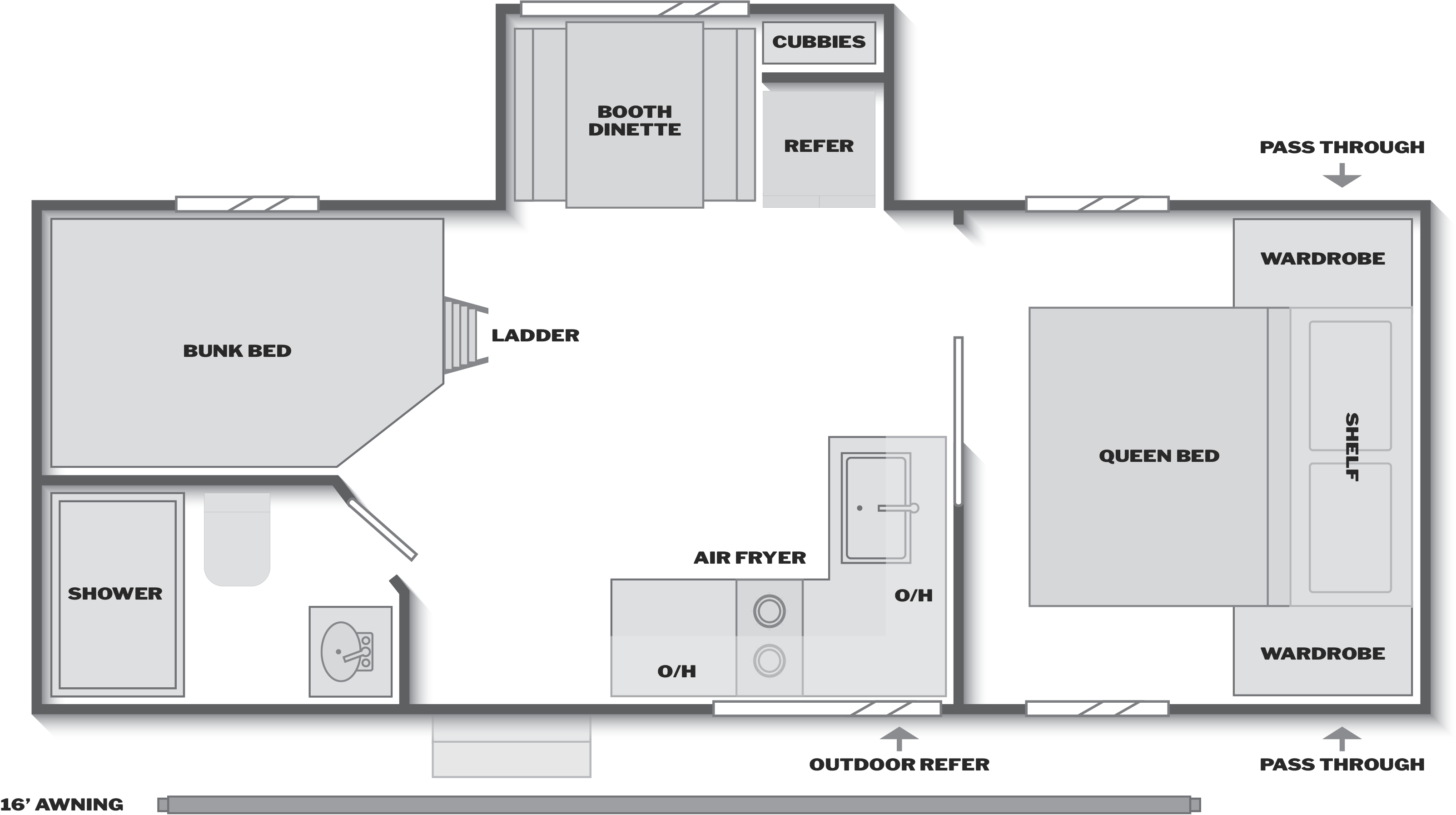 Floorplan of RV model 22BX