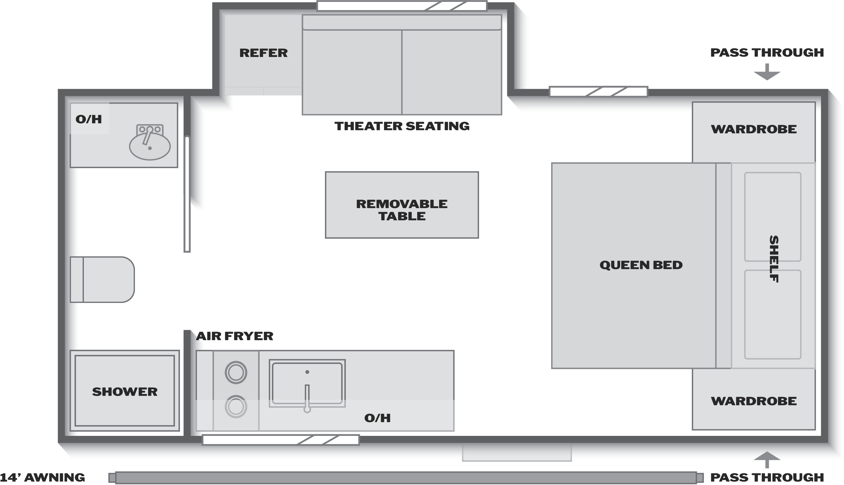 Floorplan of RV model 18RX