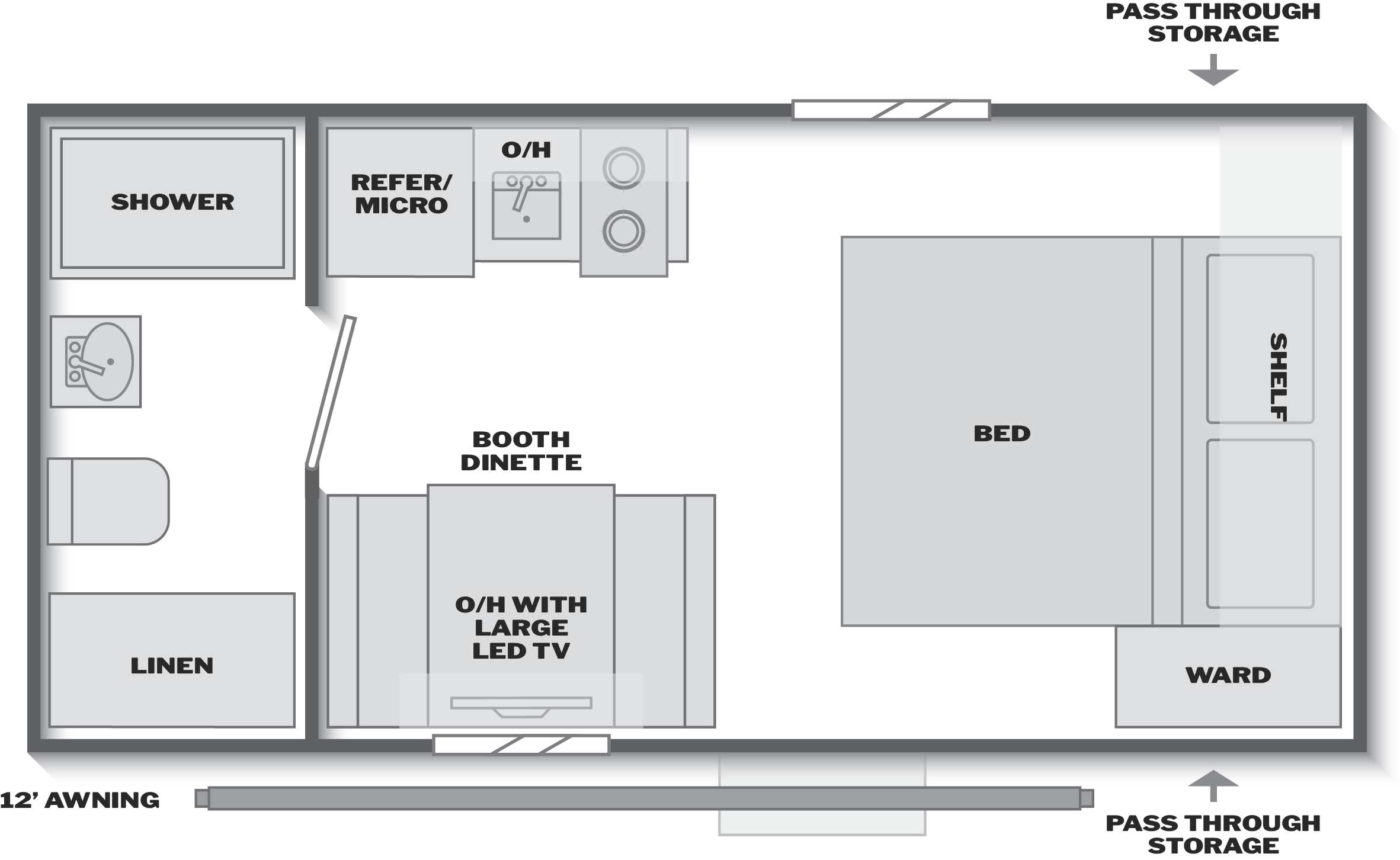 Floorplan of RV model 16RBC