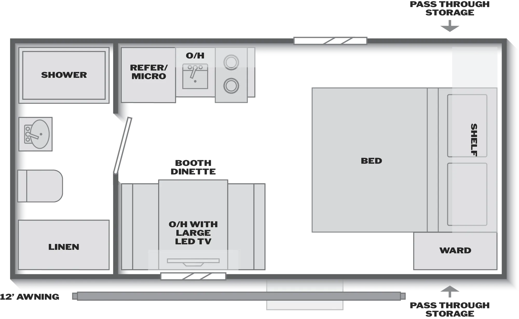 2027 Keystone Bullet Classic 16RBC floor plan diagram — Travel Trailer, sleeps 4