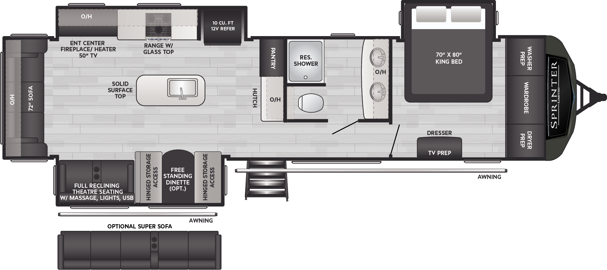 2024 Keystone Sprinter Limited 360RLS floorplan diagram