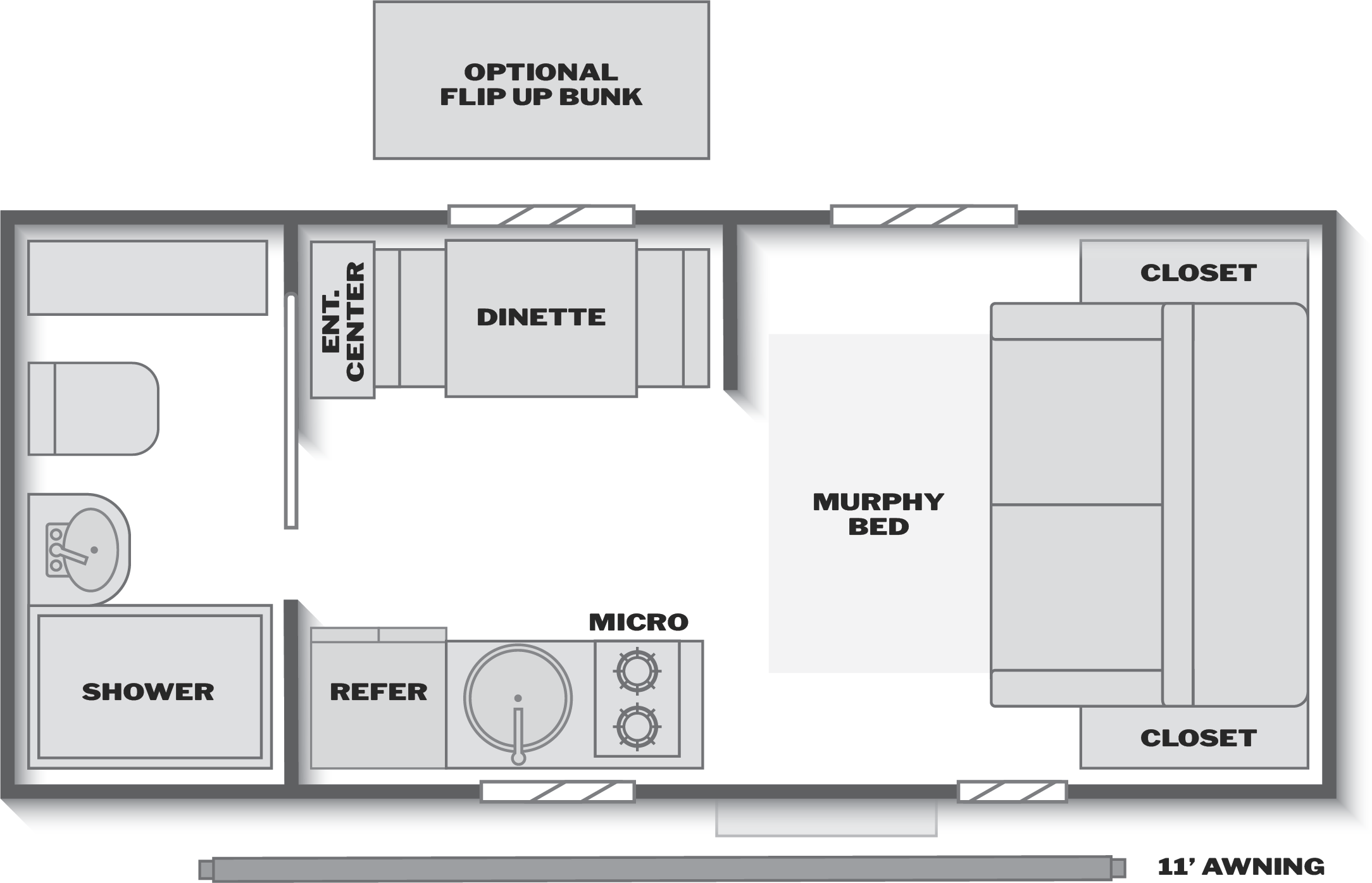 Floorplan of RV model 15RB