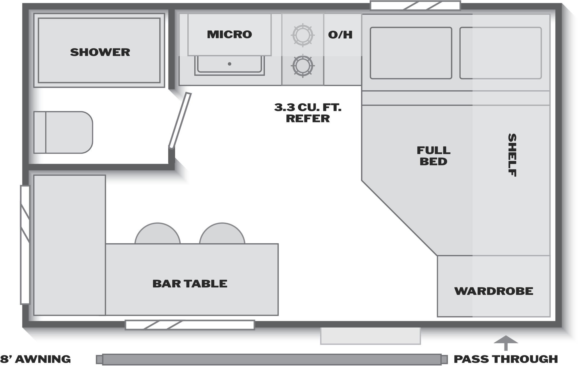 Floorplan of RV model 1200BT