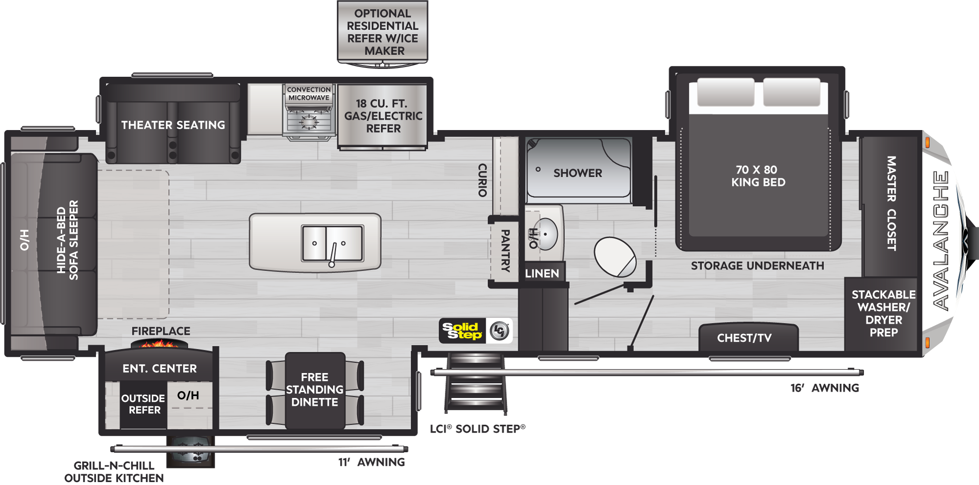 2023 Keystone Avalanche 302RS floorplan diagram