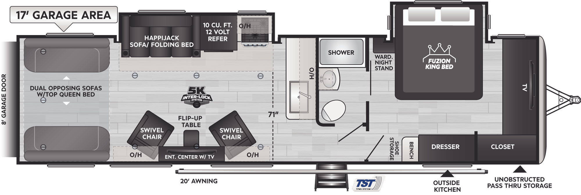Floorplan of RV model 32V