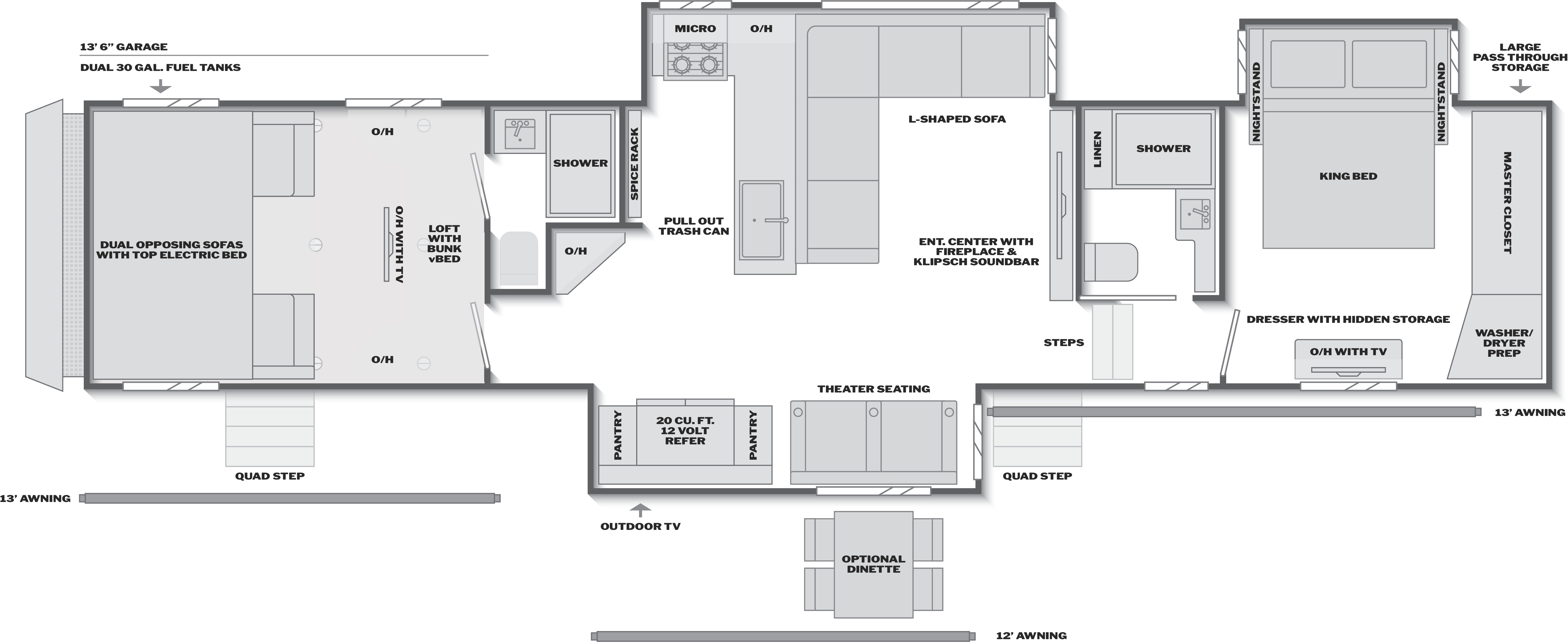 Floorplan of RV model 432