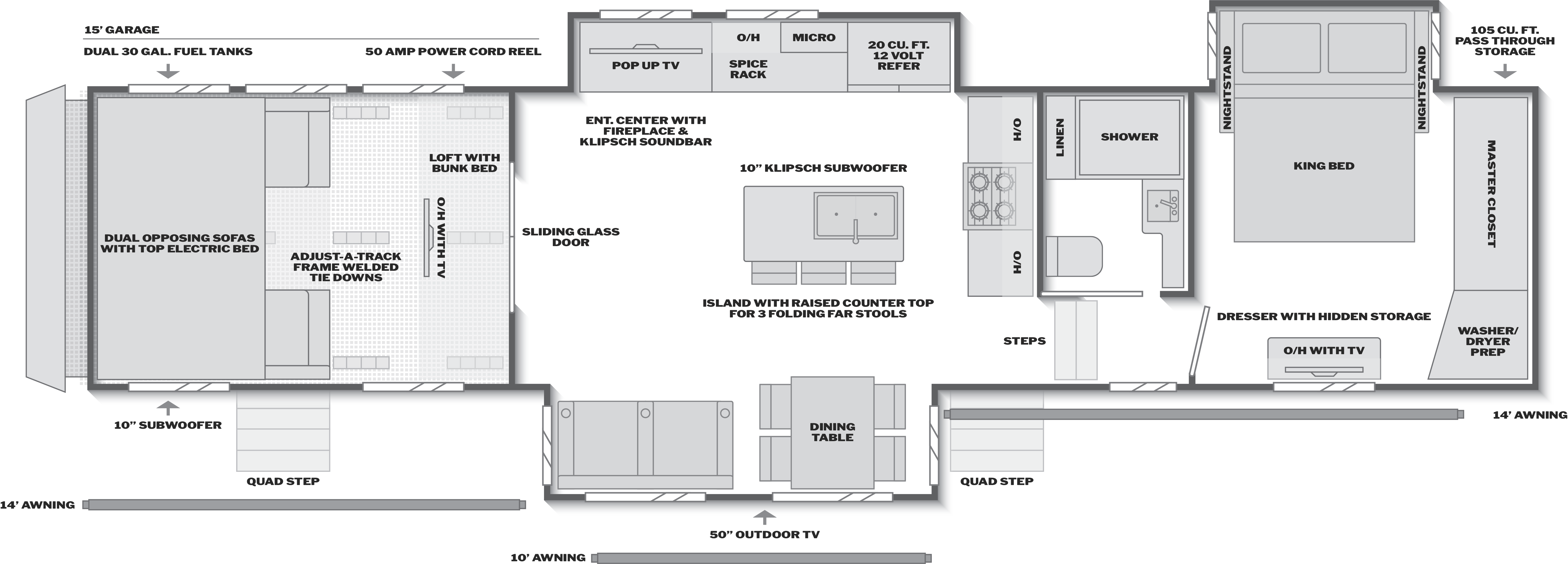 Floorplan of RV model 430