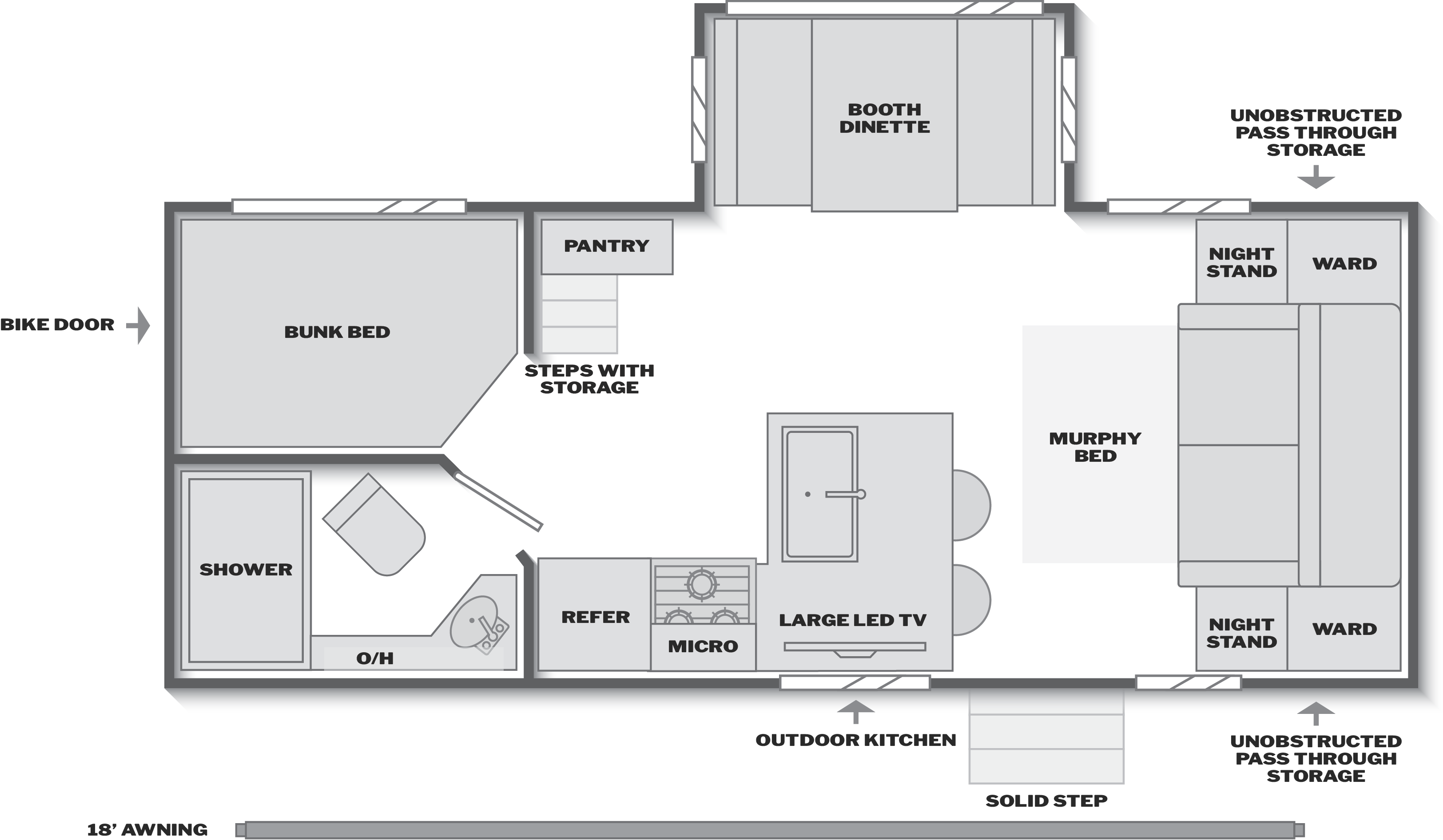Floorplan of RV model 222BHS