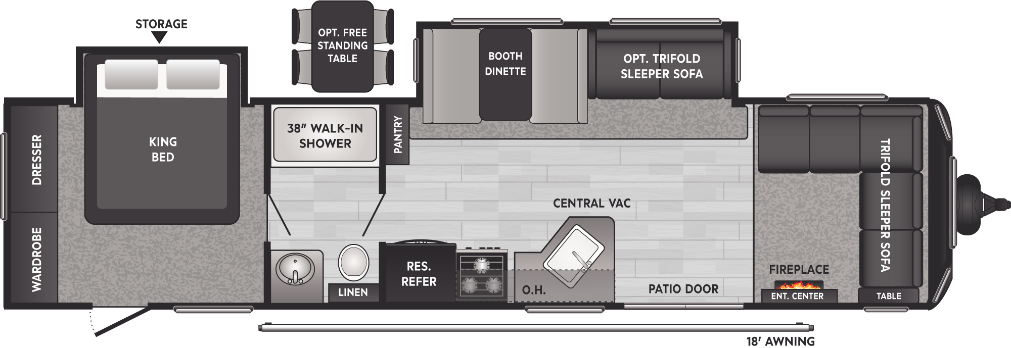 2025 Keystone Hideout Destination Travel Trailers 38FDDS floorplan diagram