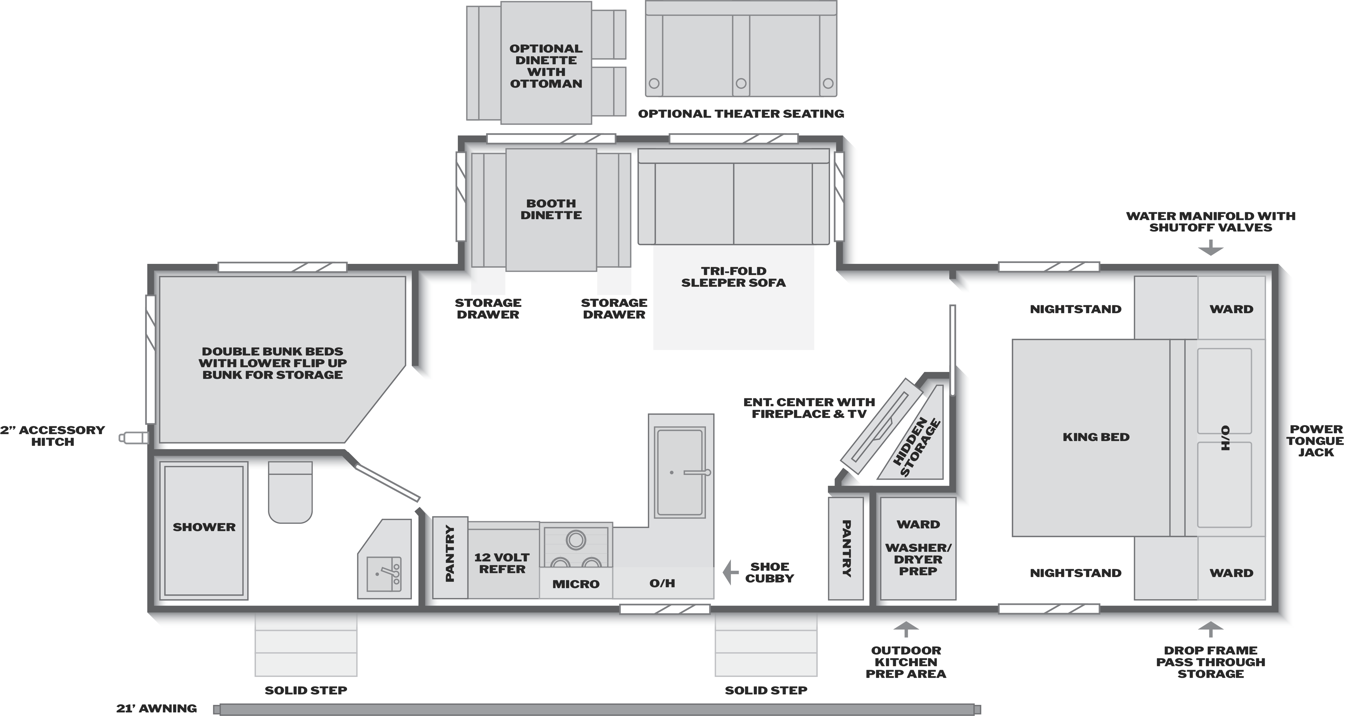 2027 Keystone Cougar Half-Ton 28BHS floor plan diagram