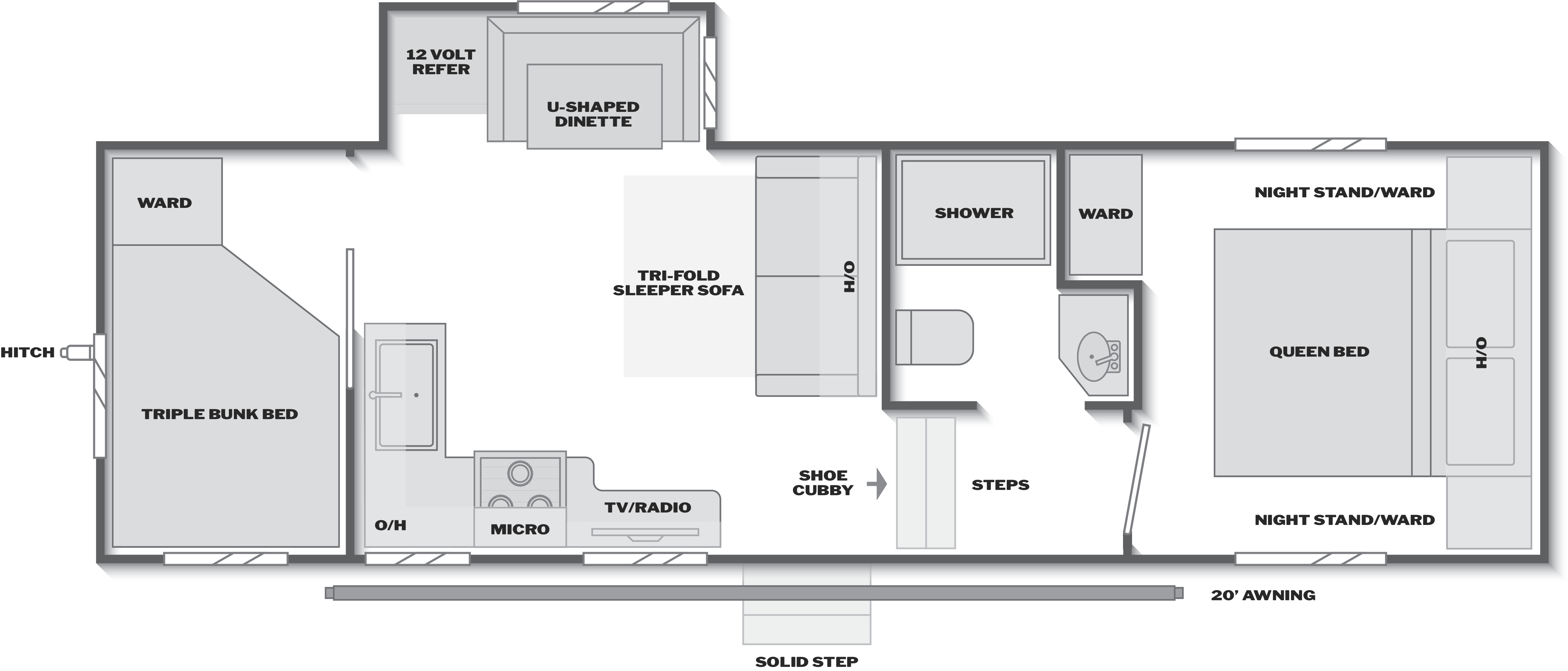 Floorplan of RV model 27SBH