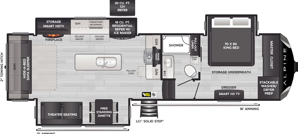 Alpine 3011CK Floorplan Drawing