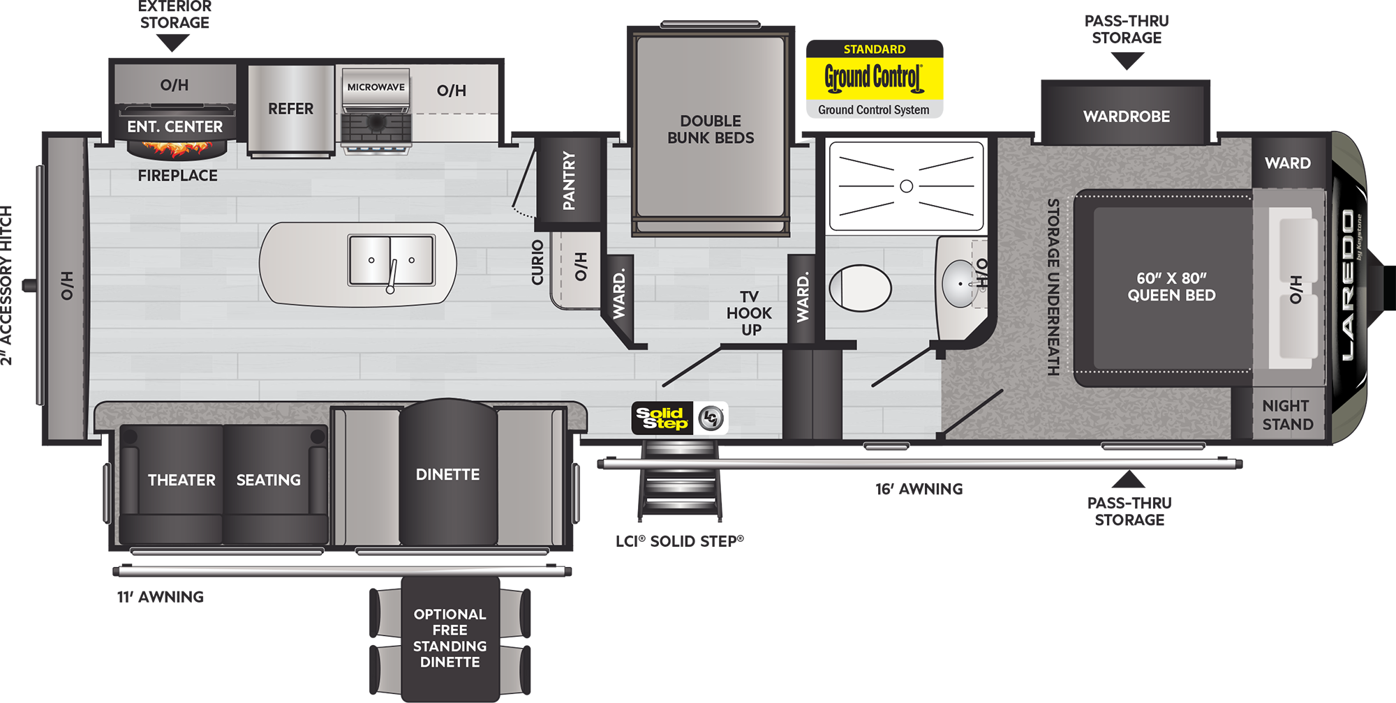 2021 Keystone Laredo Super Lite 296SBH floorplan diagram