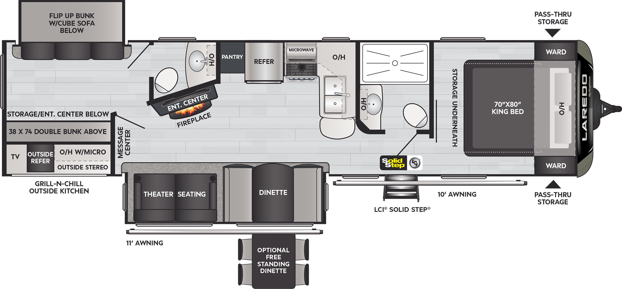 2021 Keystone Laredo 331BH floorplan diagram