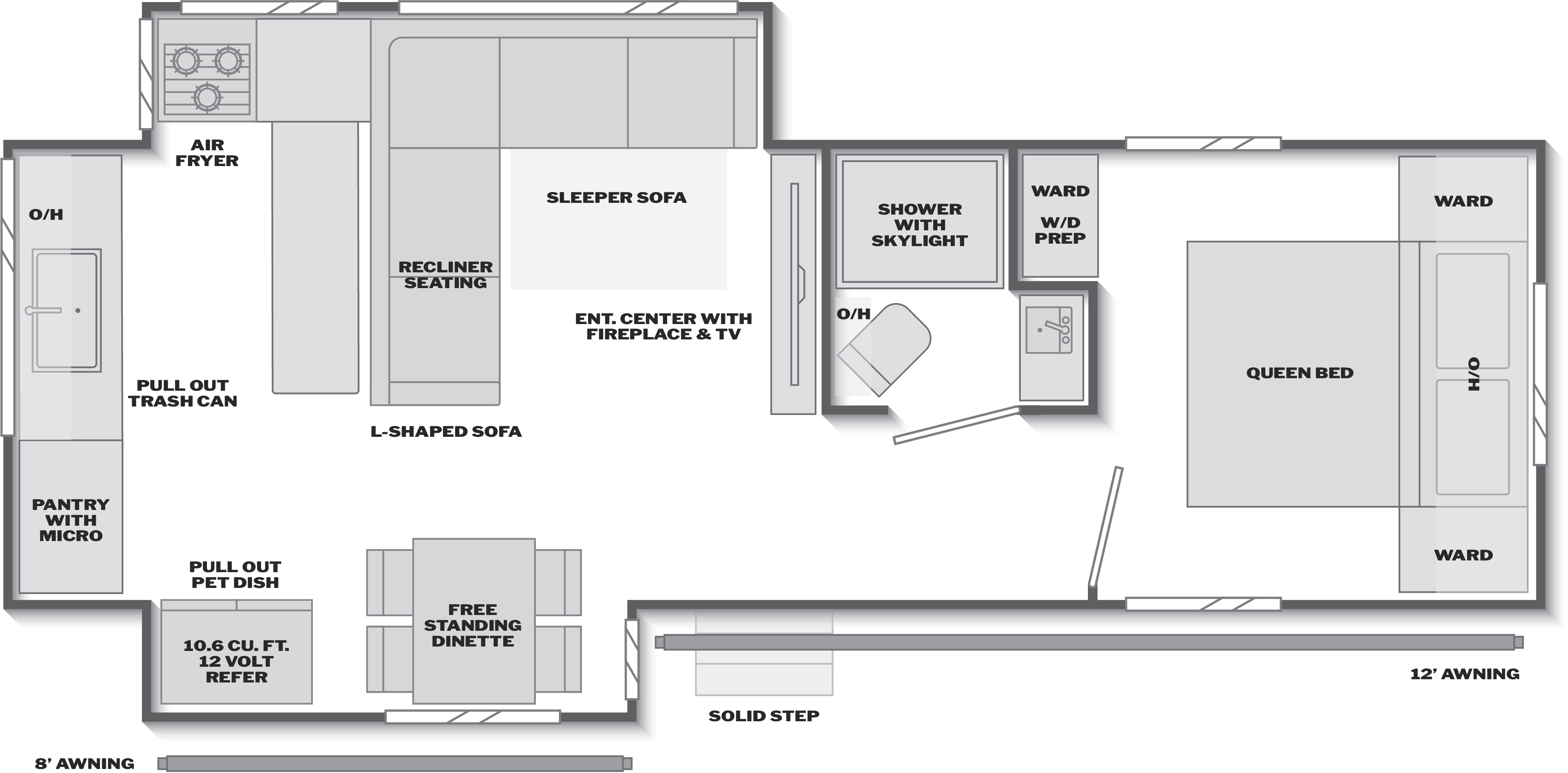 Floorplan of RV model 285ML