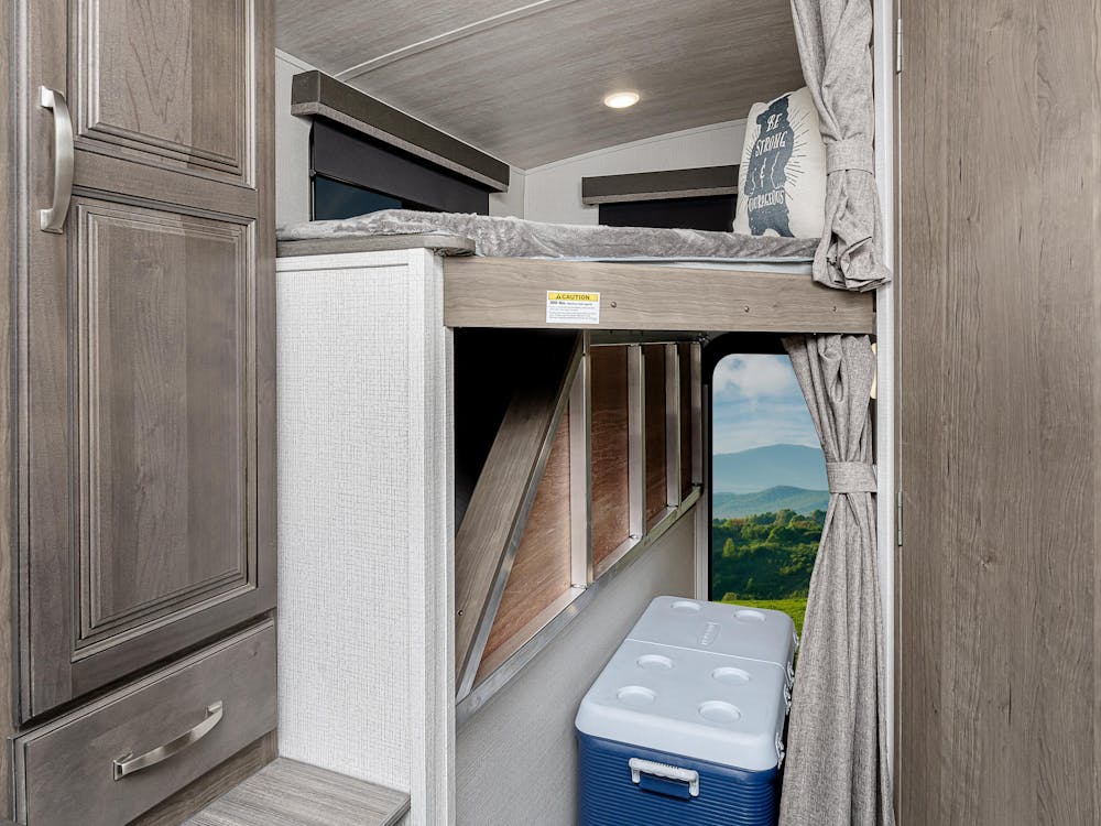 Cougar Half-Ton 27BHS Bunkbeds with cargo door open