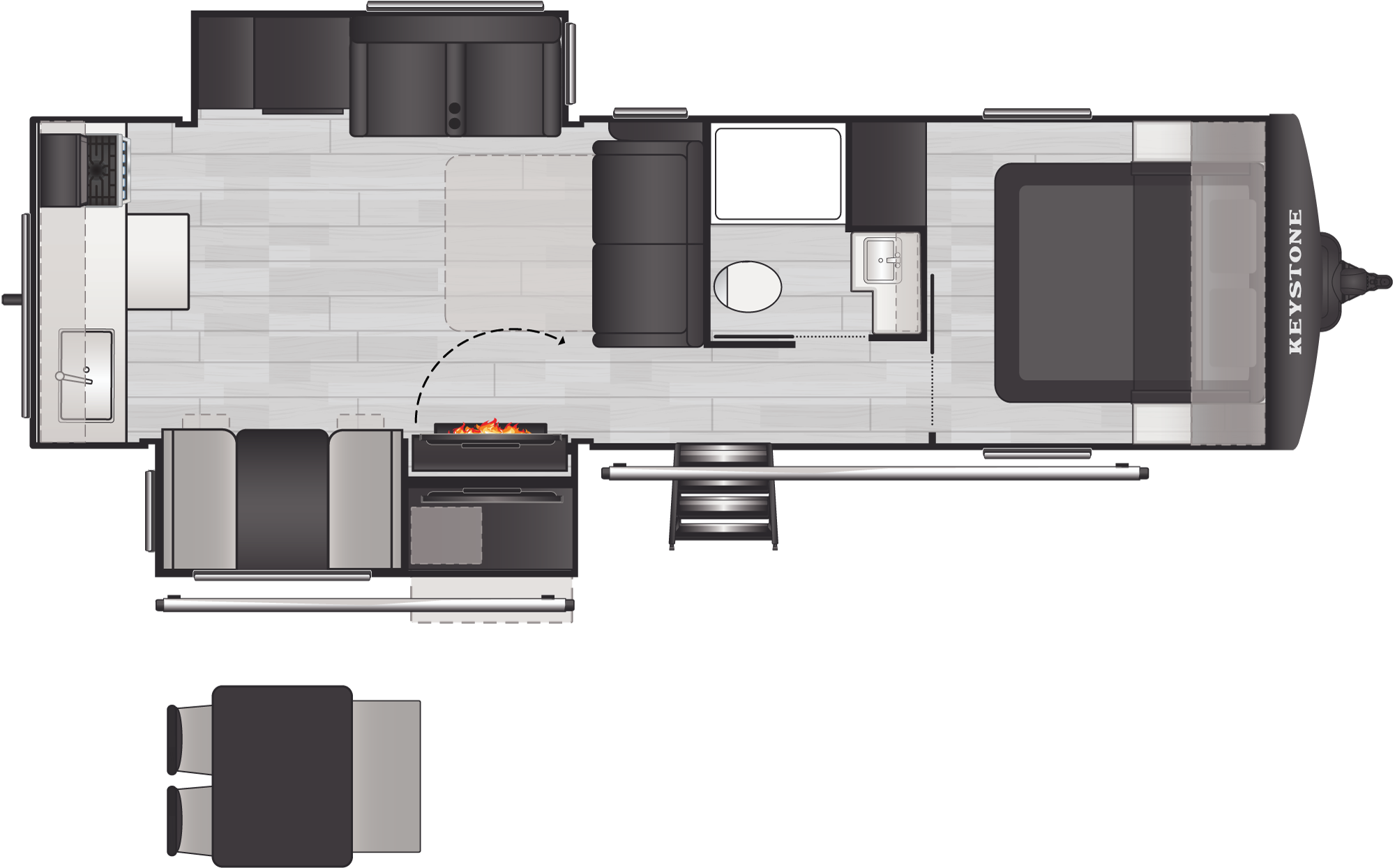 Floorplan of RV model 29RKE