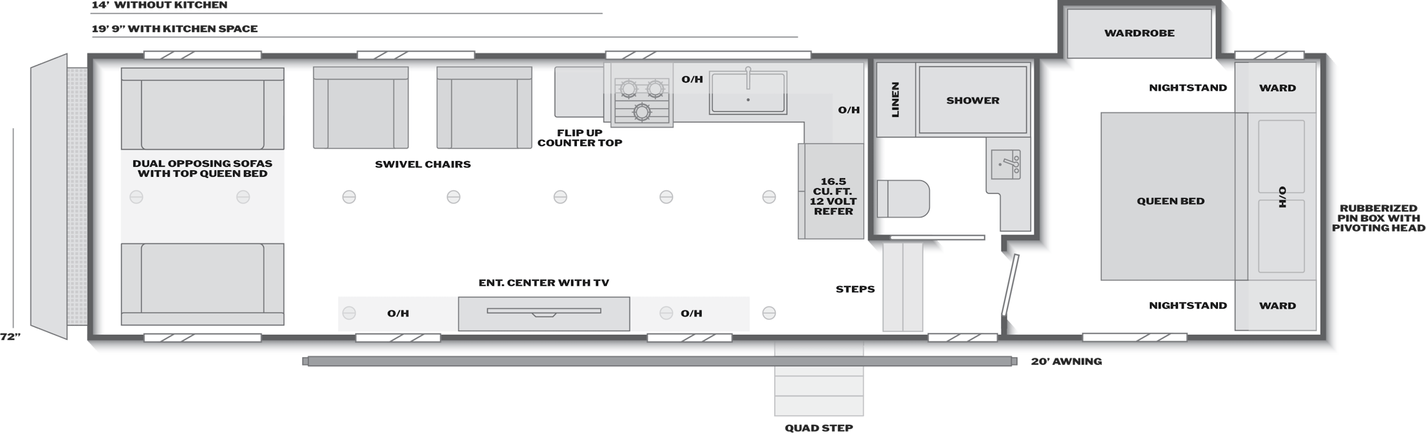 2027 Keystone Carbon 310 floor plan diagram — Toy Hauler, sleeps 6