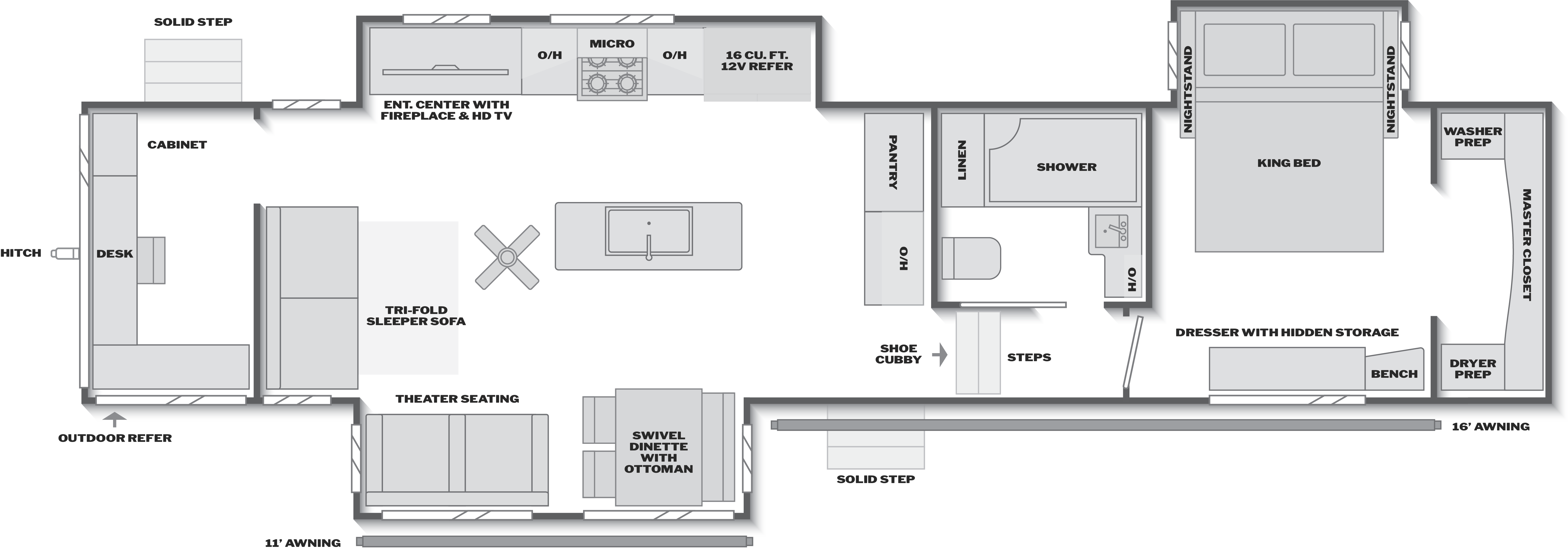 Floorplan of RV model 3790RO