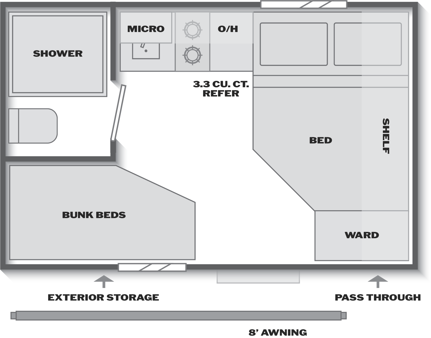 Floorplan of RV model 123BB