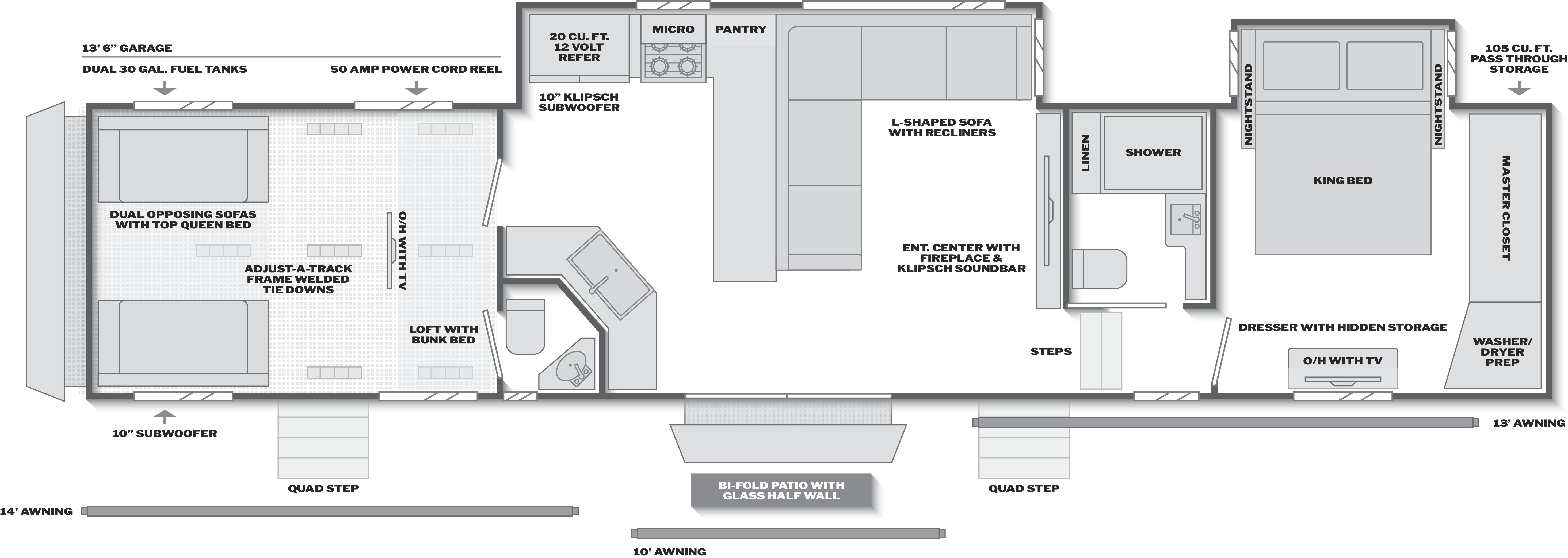 Floorplan of RV model 444