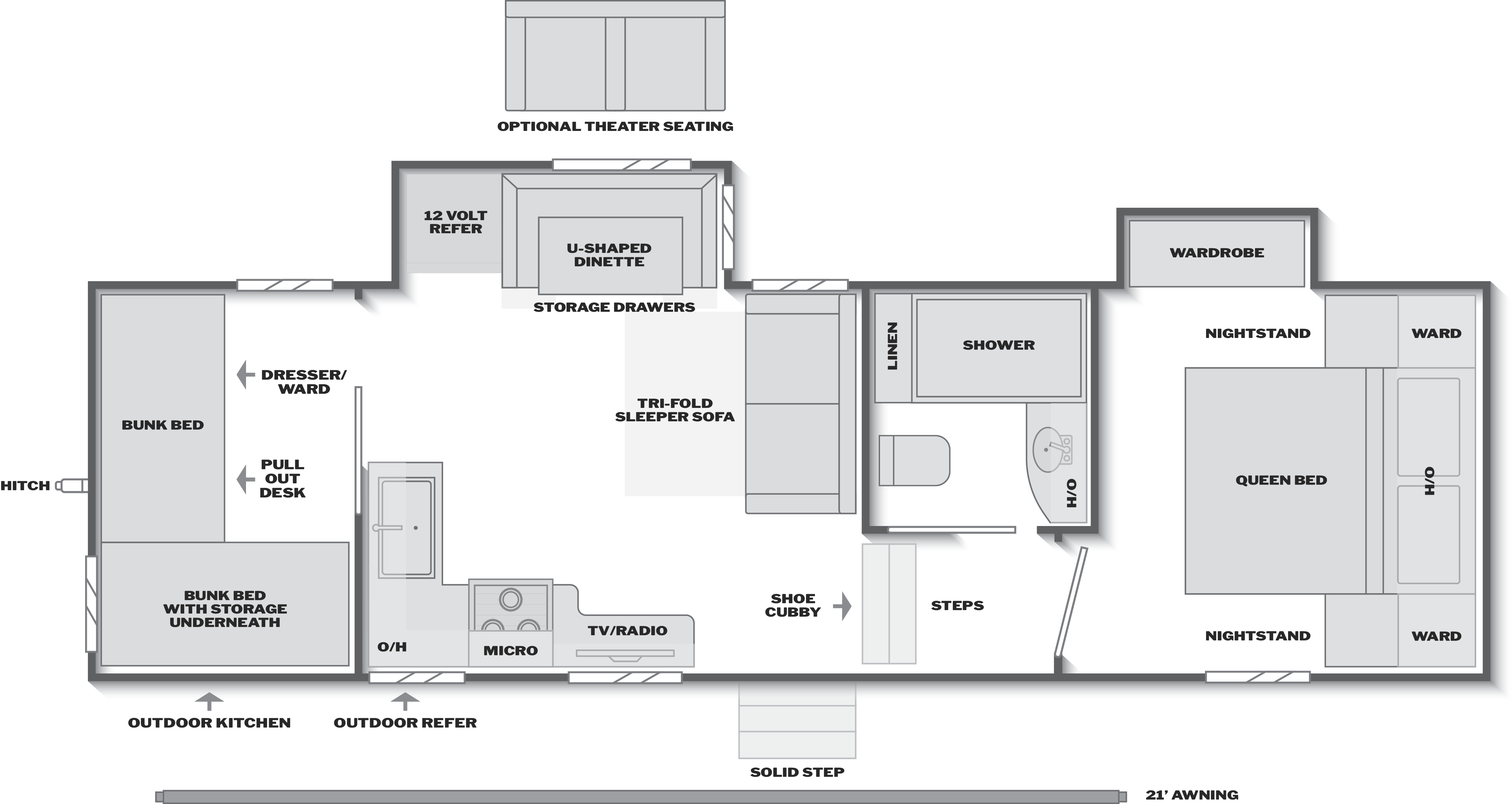 Floorplan of RV model 308SLBH