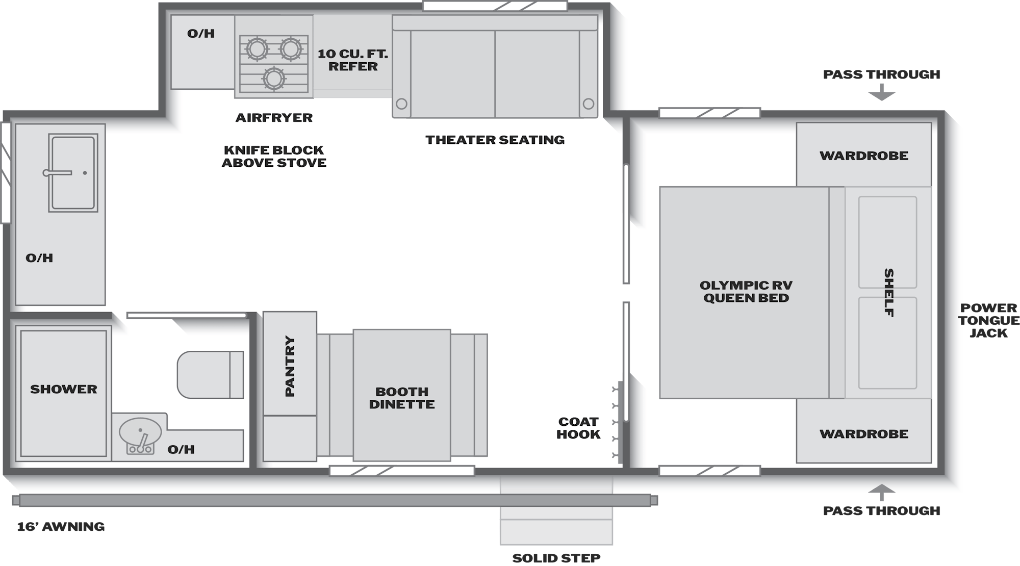 2027 Keystone Springdale 2340MLS floor plan diagram — Rear Kitchen, sleeps 3