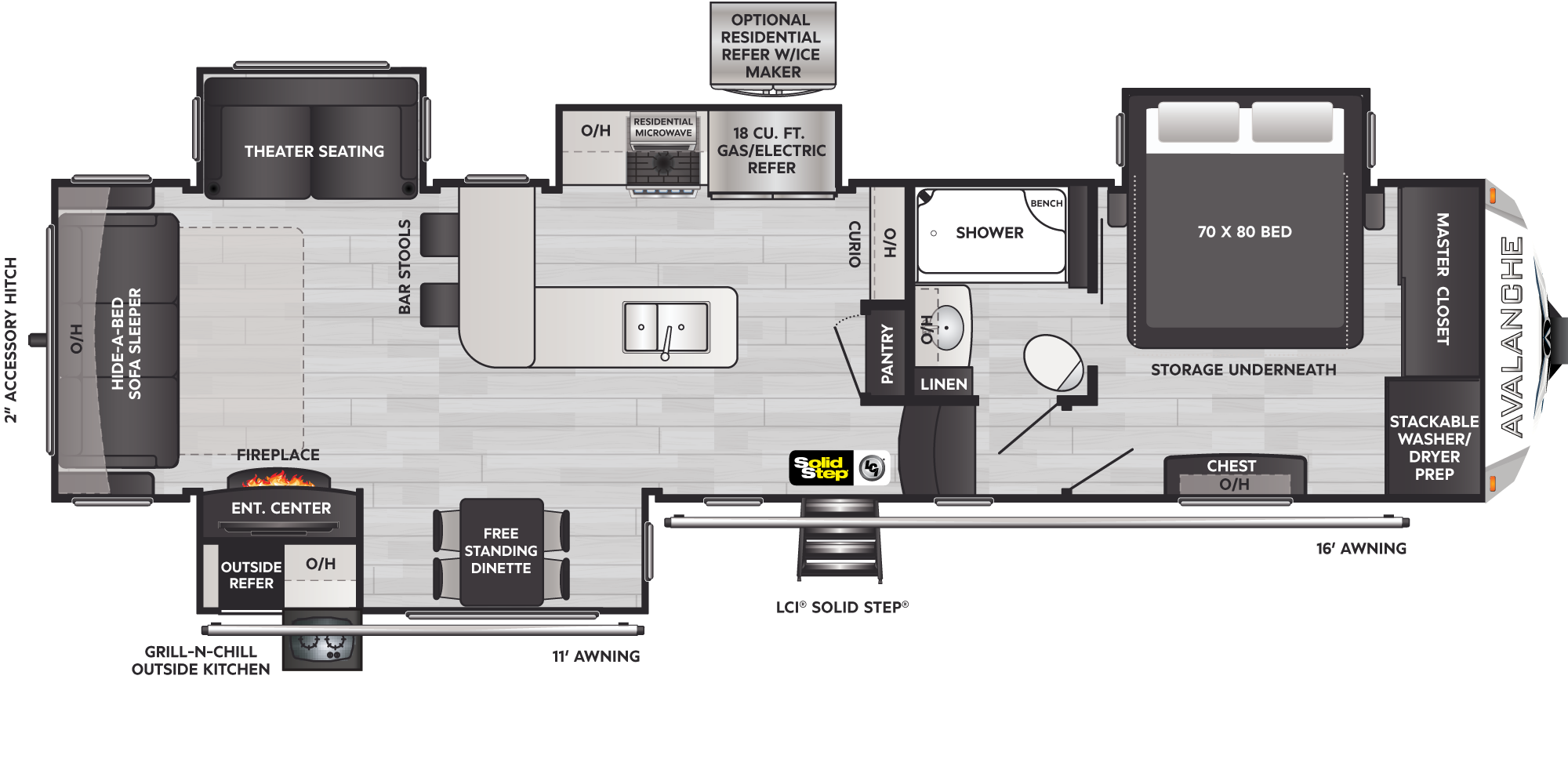 2023 Keystone Avalanche 338GK floorplan diagram