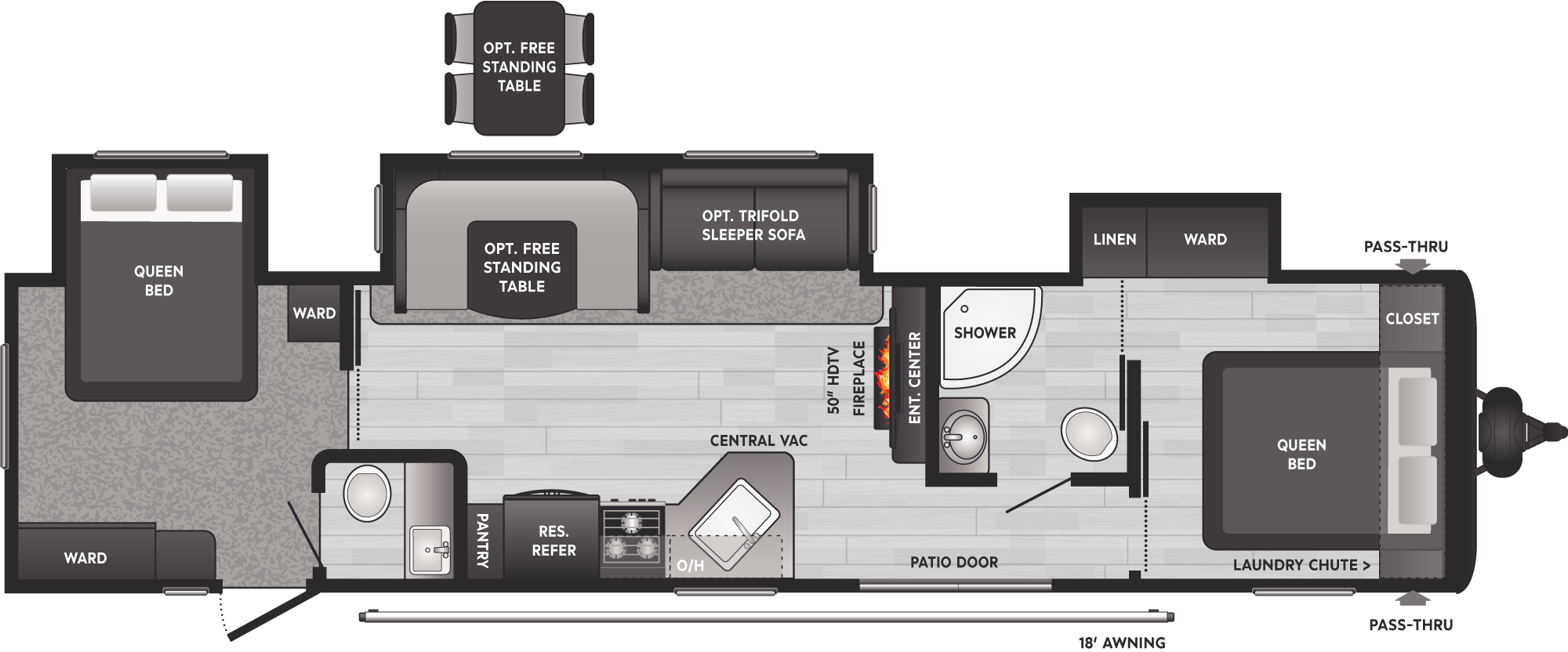 2025 Keystone Hideout Destination Travel Trailers 38FQTS floorplan diagram