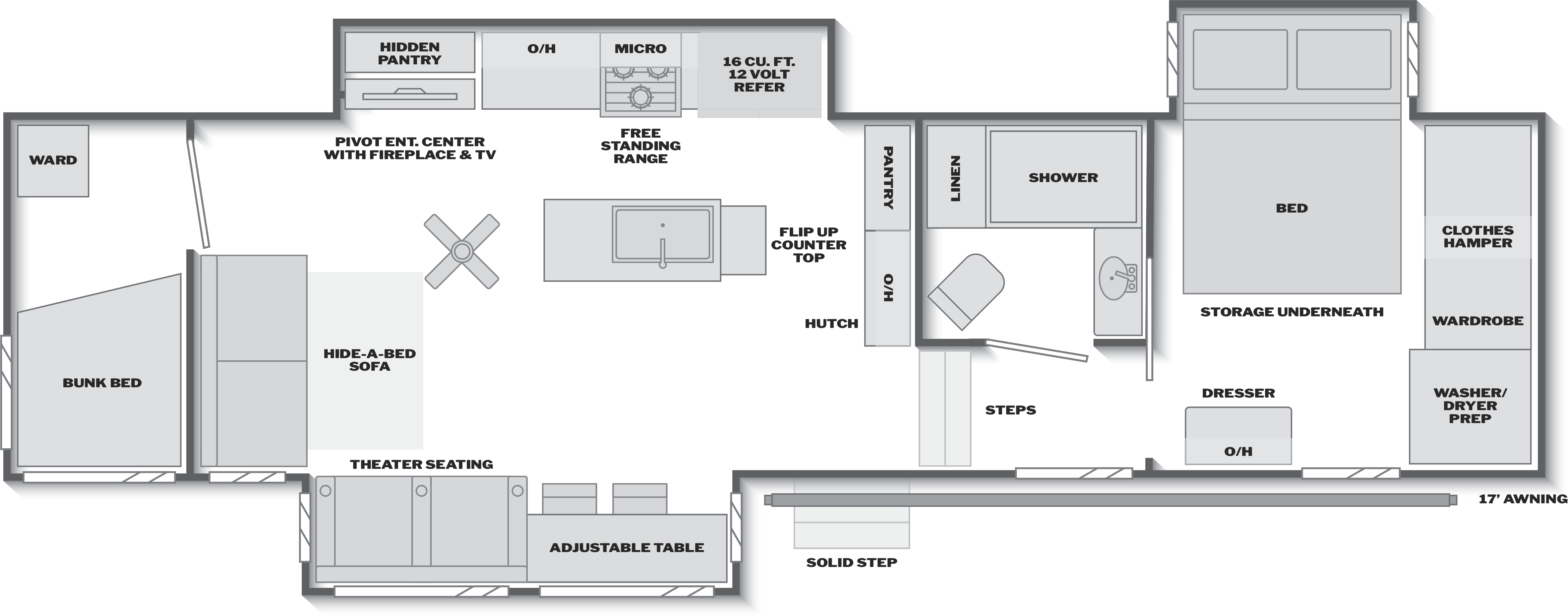 Floorplan of RV model 3500RDB