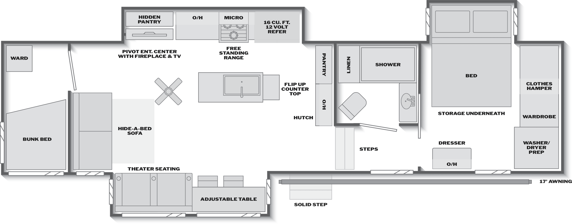 2027 Keystone Sprinter 3500RDB floor plan diagram — Bunk House, sleeps 6