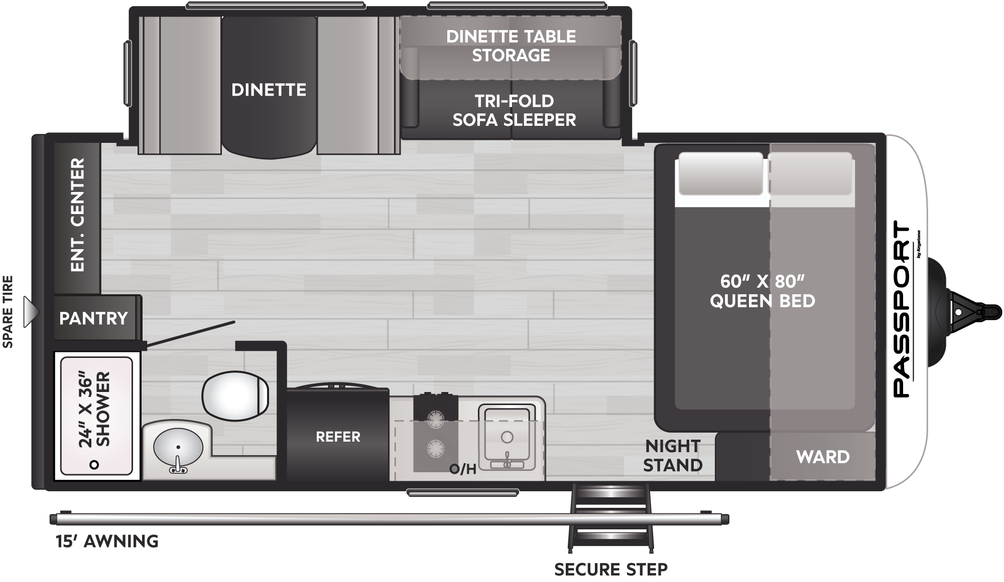 2023 Keystone Passport Solo 18RB floorplan diagram