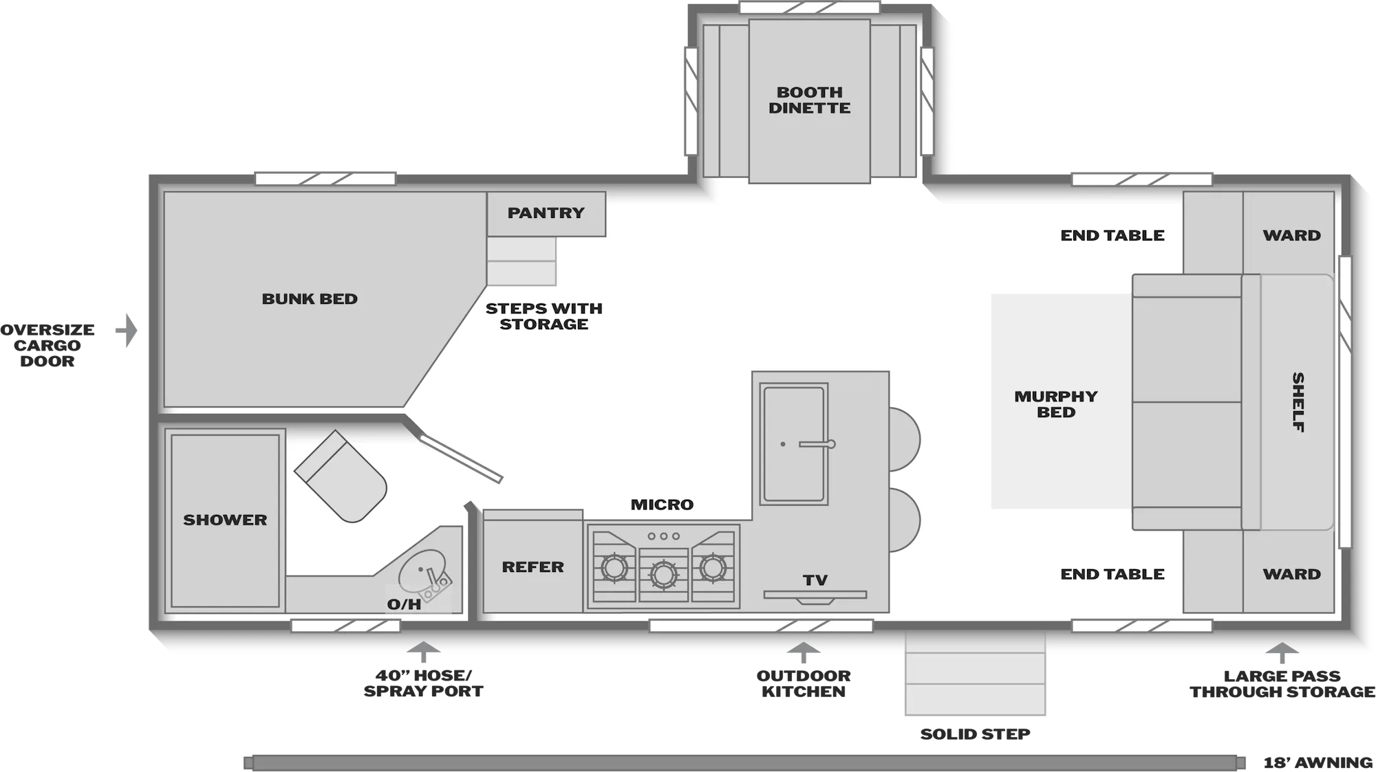 2027 Keystone Walkabout 221FROST floor plan diagram — Bunk House, sleeps 6