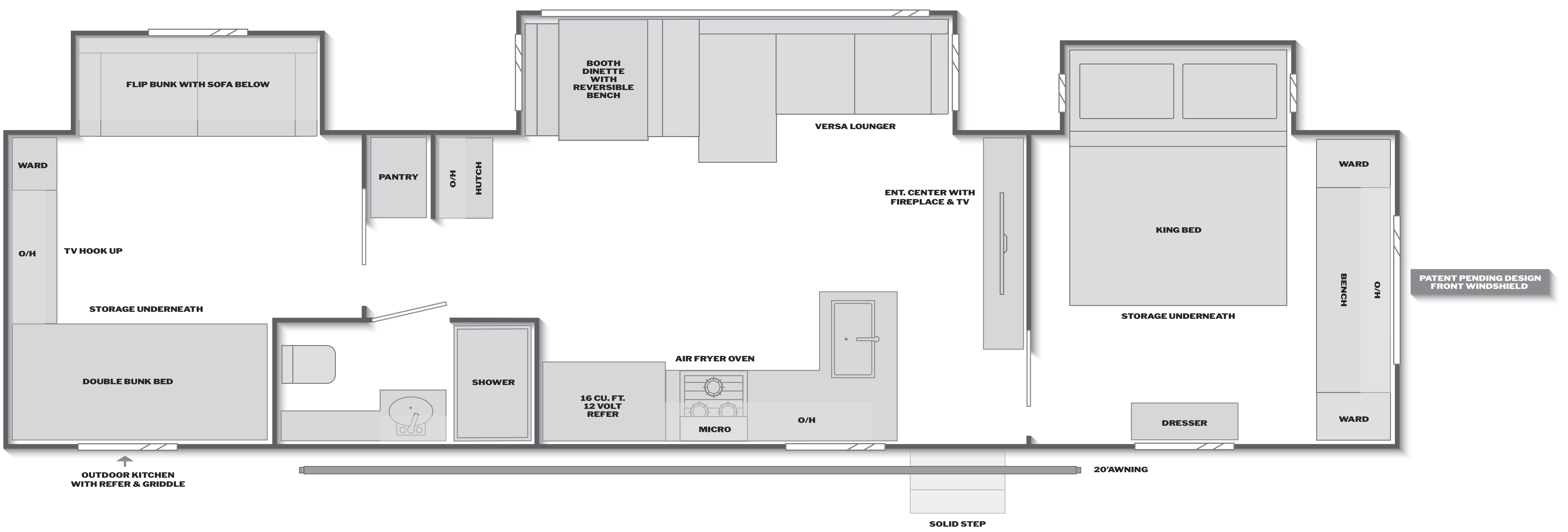 2027 Keystone Sprinter Travel Trailers 35BHS floorplan diagram