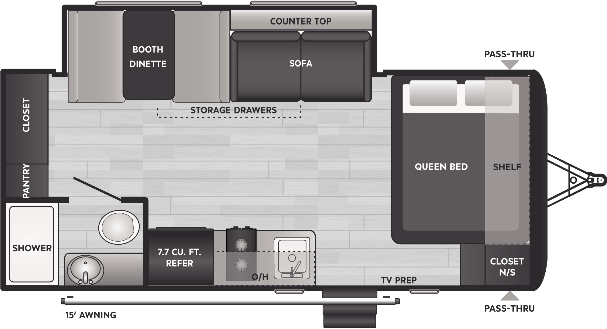 Floorplan of RV model 186SS