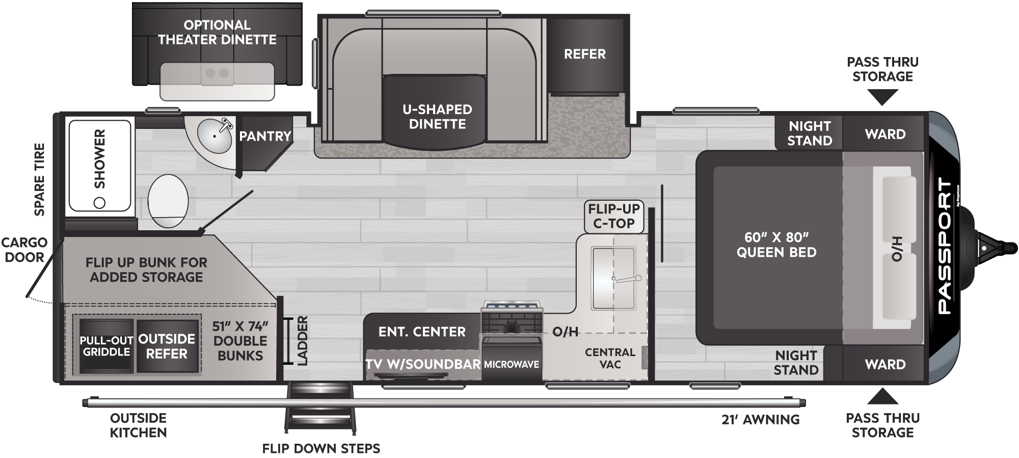 2024 Keystone Passport Gt 2401BHWE floorplan diagram