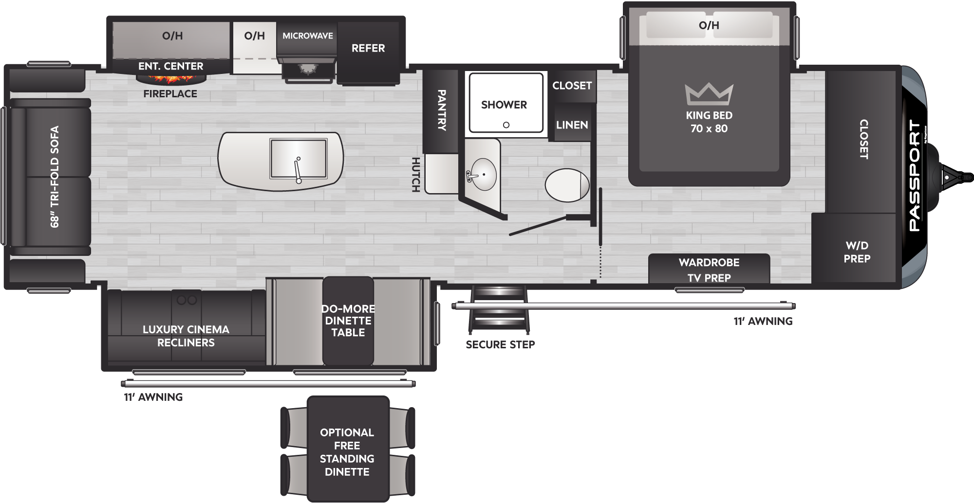 2024 Keystone Passport Gt 3100RE floorplan diagram