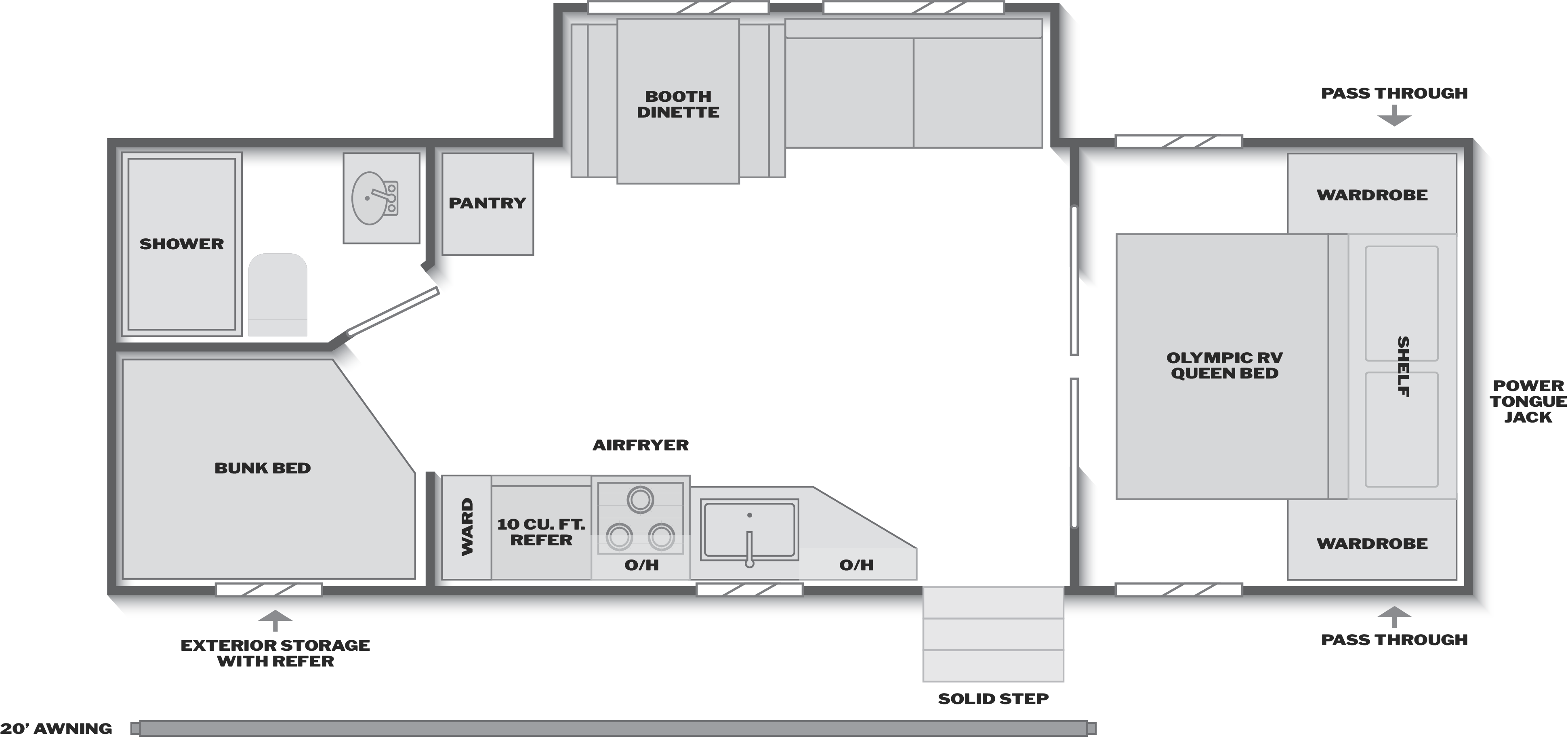 Floorplan of RV model 262BHS