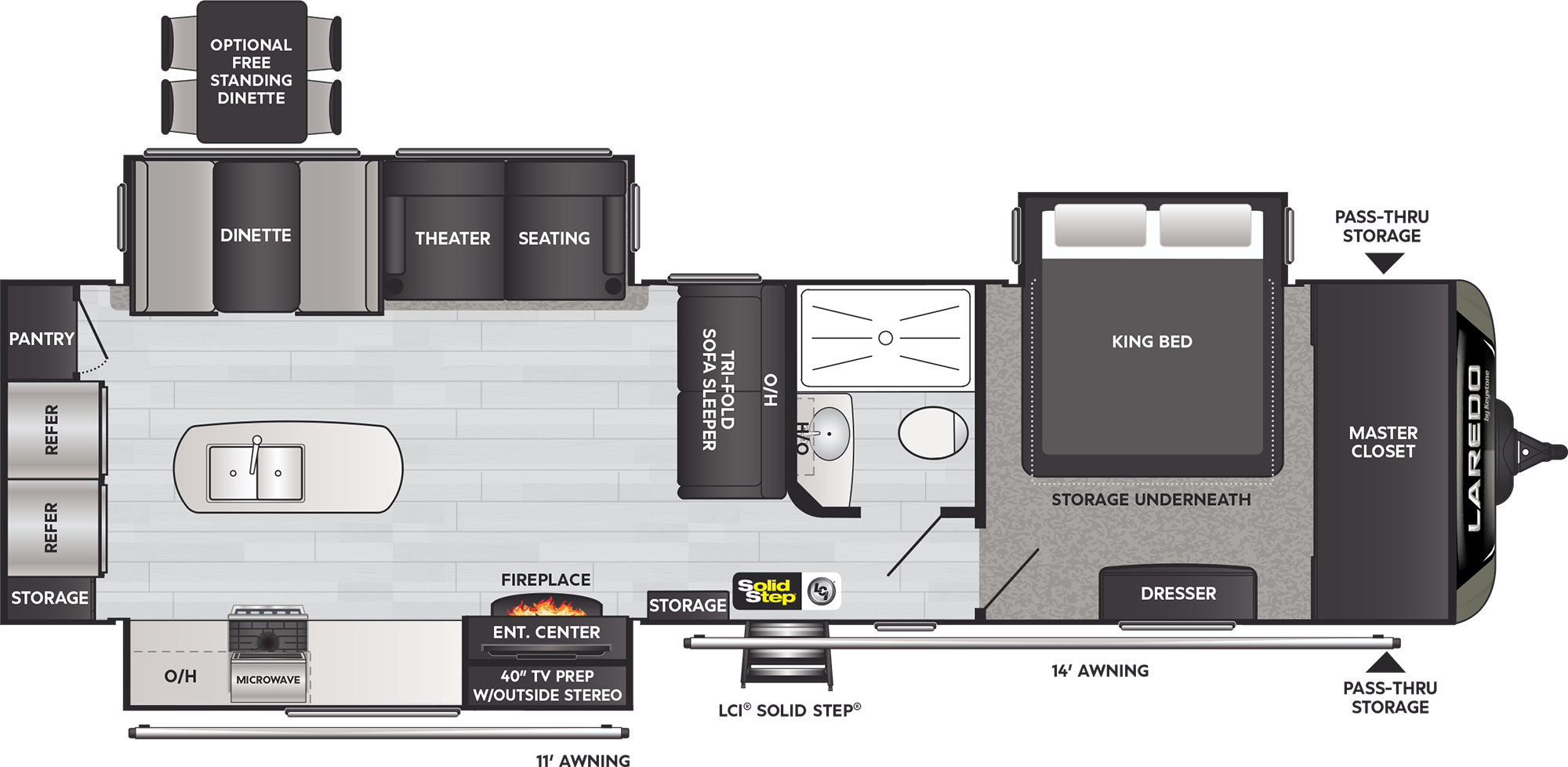 2021 Keystone Laredo 335MK floorplan diagram