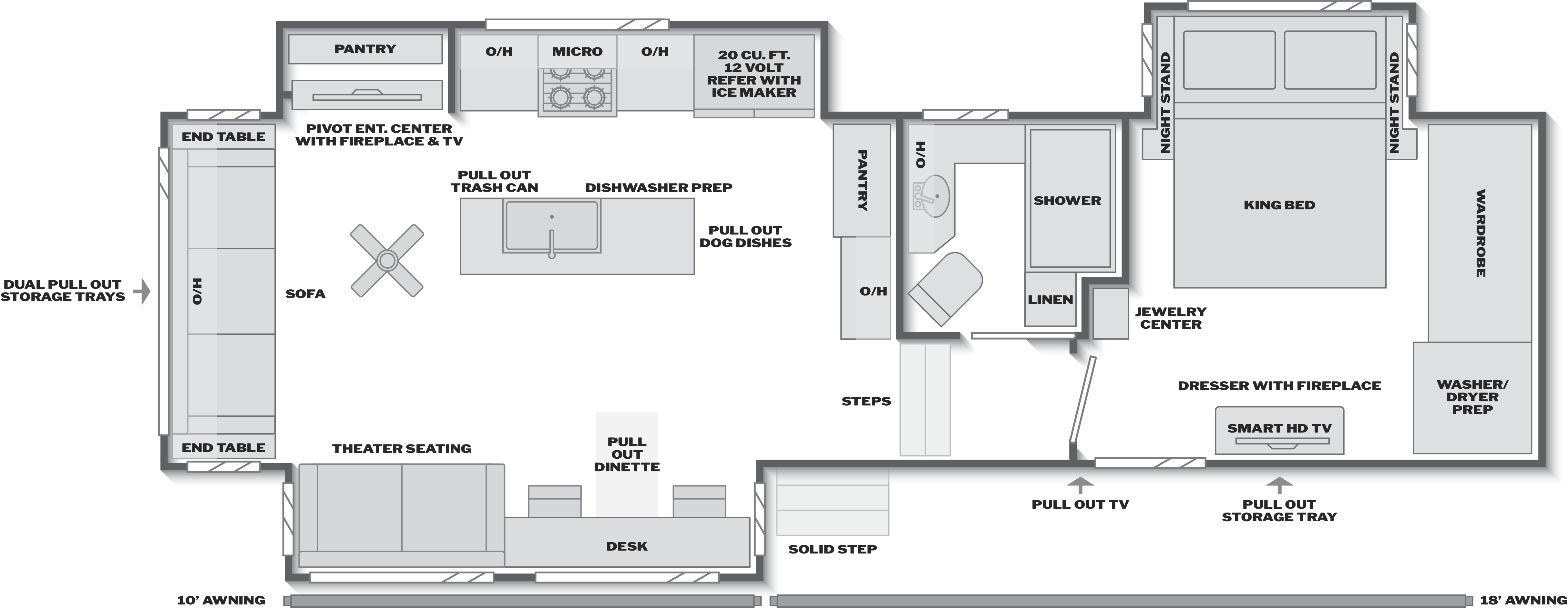 Floorplan of RV model 3100RL