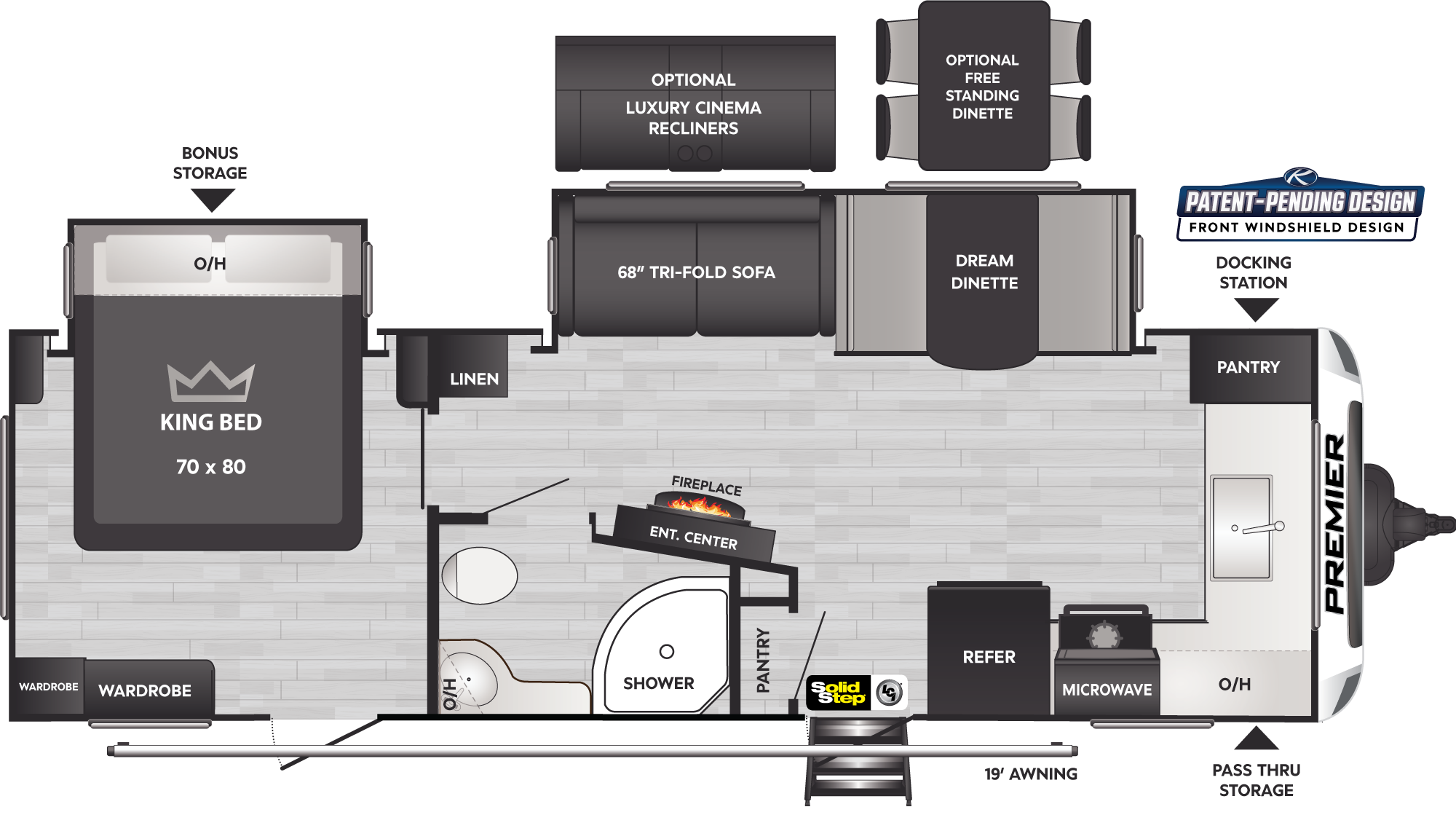 2023 Keystone Premier 25FKPR floorplan diagram