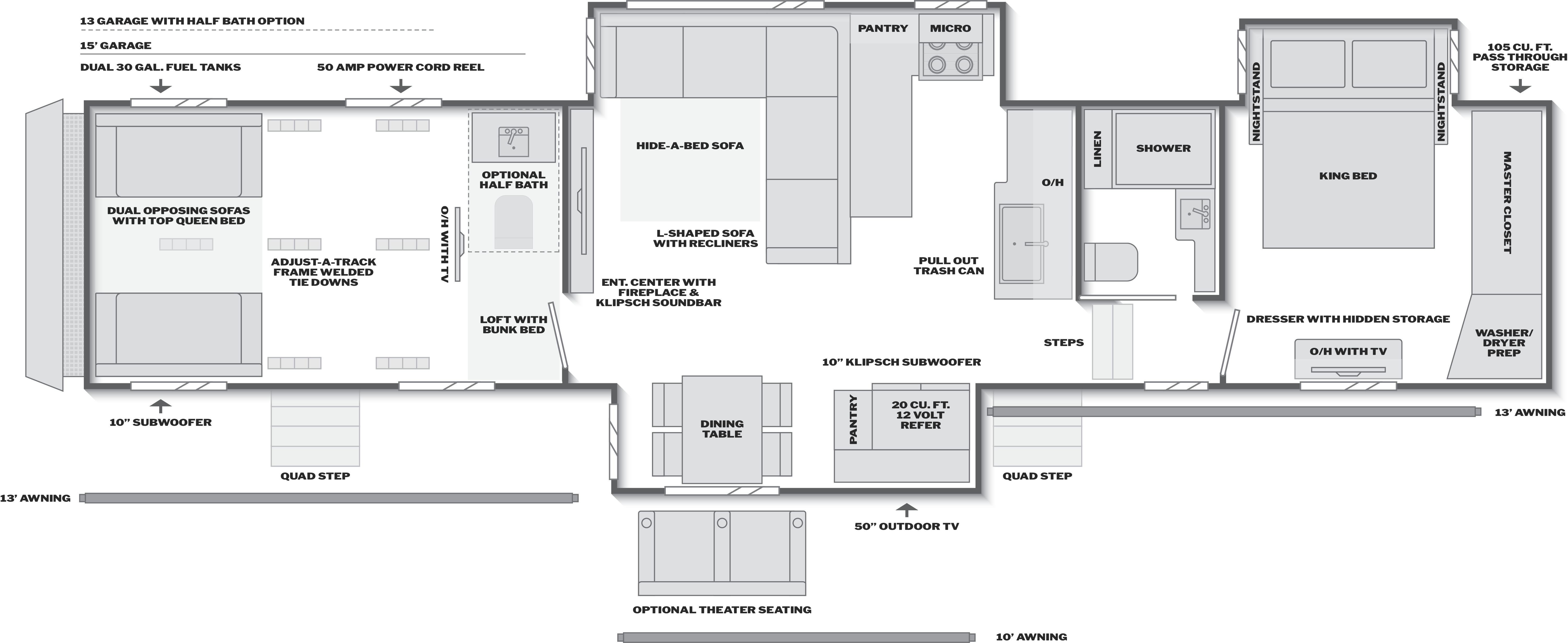 Floorplan of RV model 441