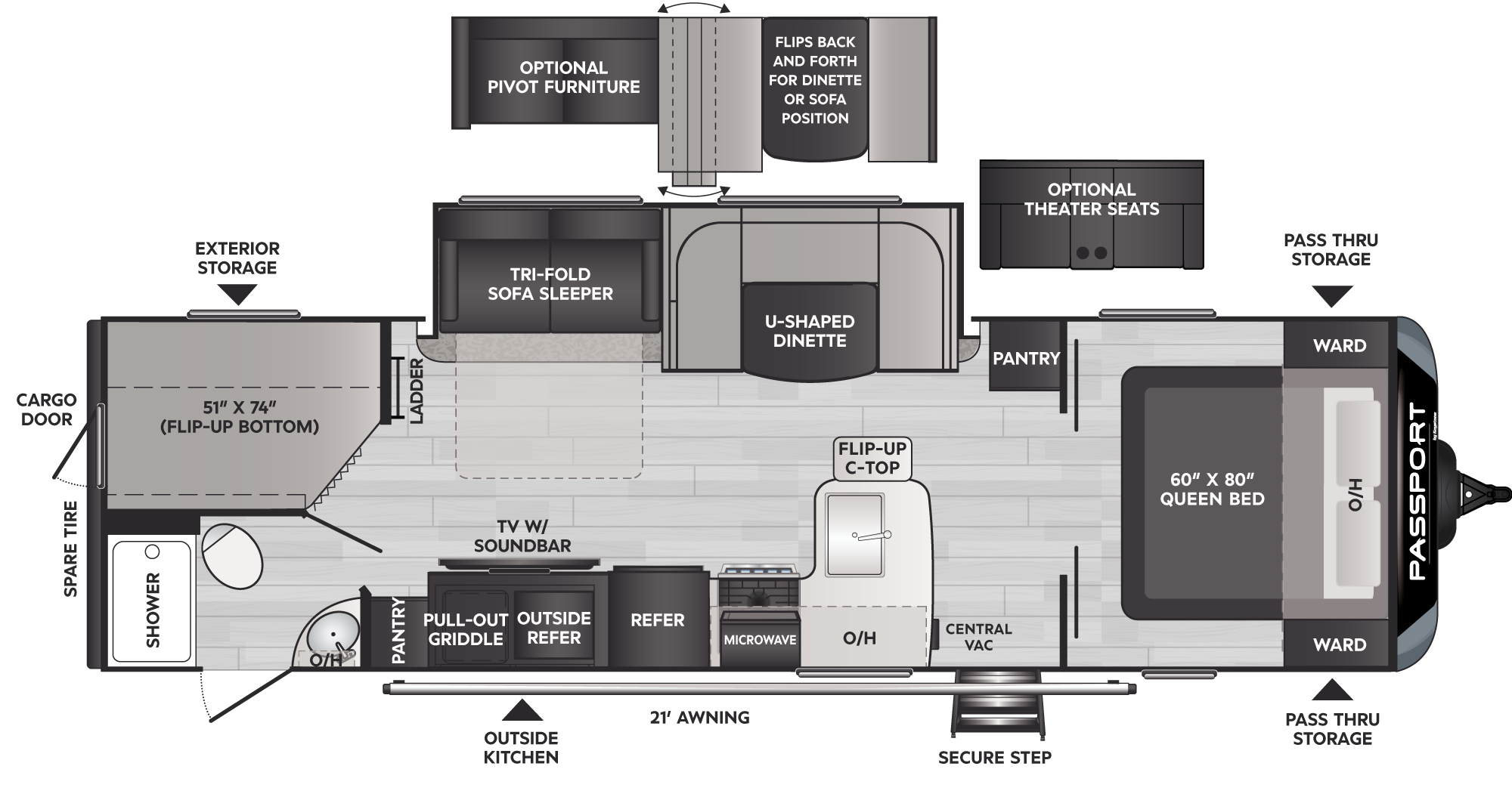 2024 Keystone Passport Gt 2951BH floorplan diagram